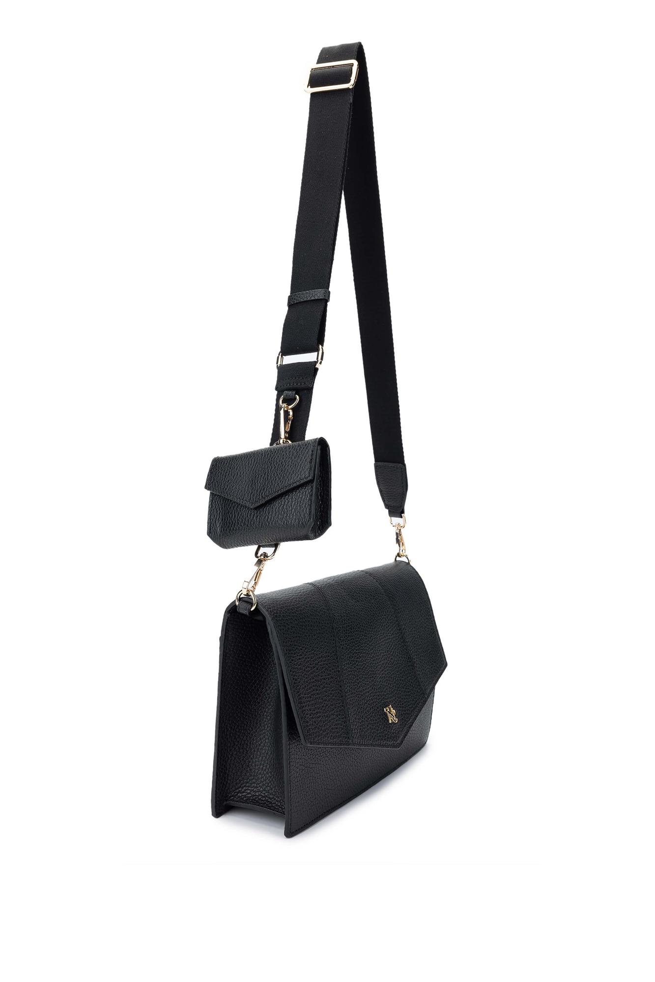 Tamer Tanca Kadın Hakiki Deri Siyah Floter Omuz Çanta