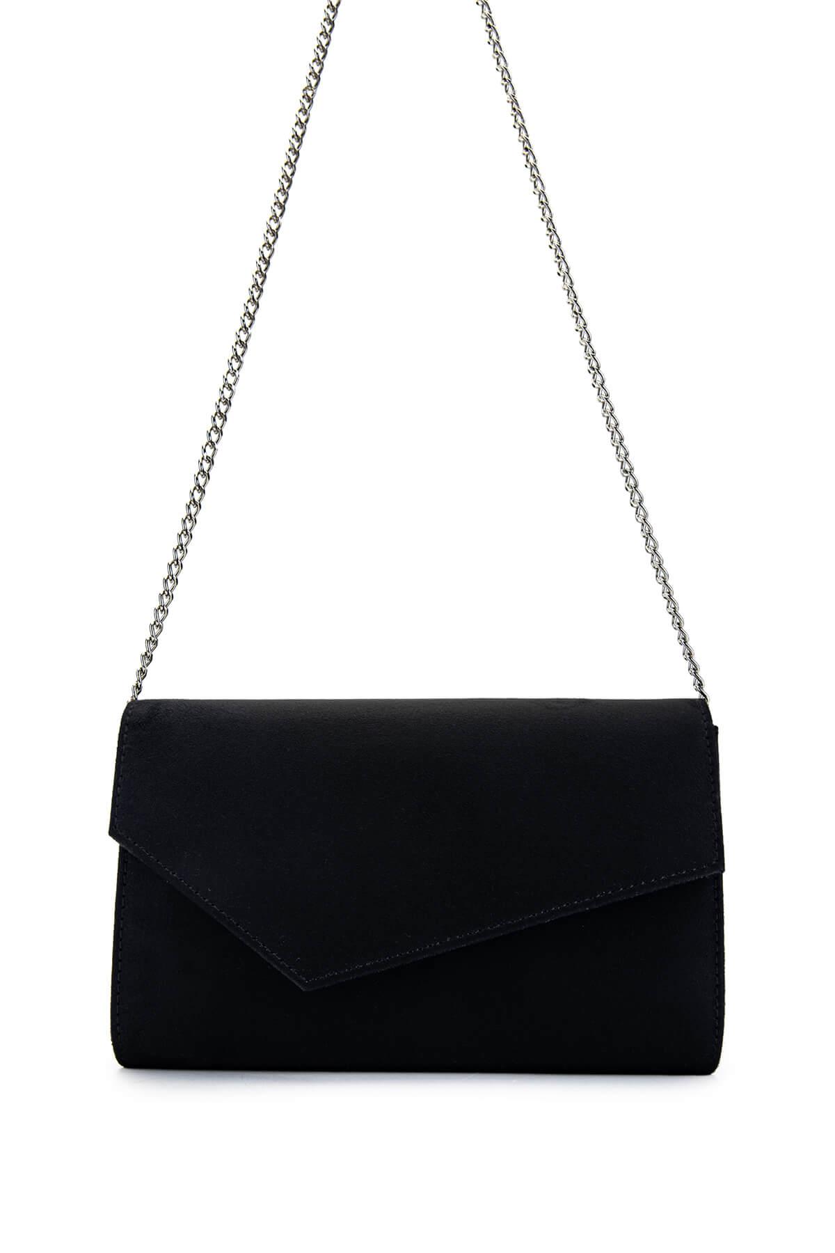 Tamer Tanca Kadın Vegan Siyah Süet Omuz Çanta