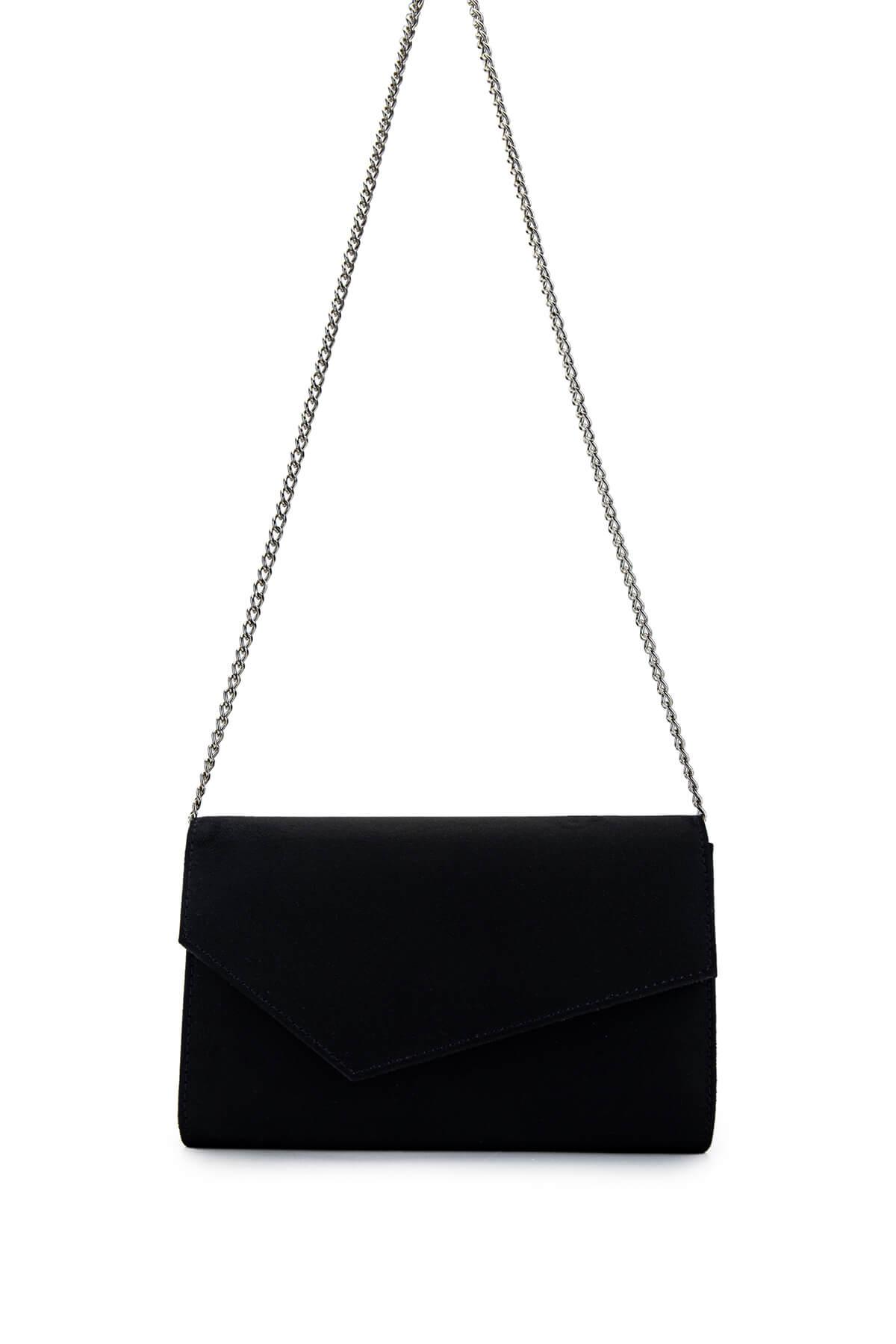 Tamer Tanca Kadın Vegan Siyah Süet Omuz Çanta
