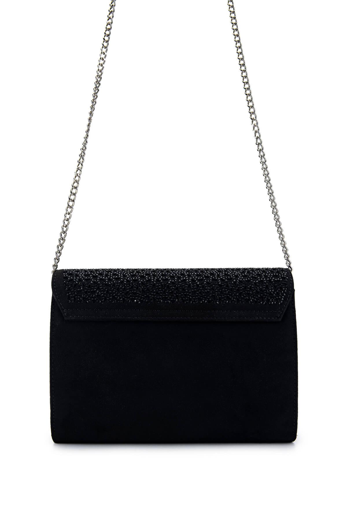 Tamer Tanca Kadın Vegan Siyah Süet Omuz Çanta