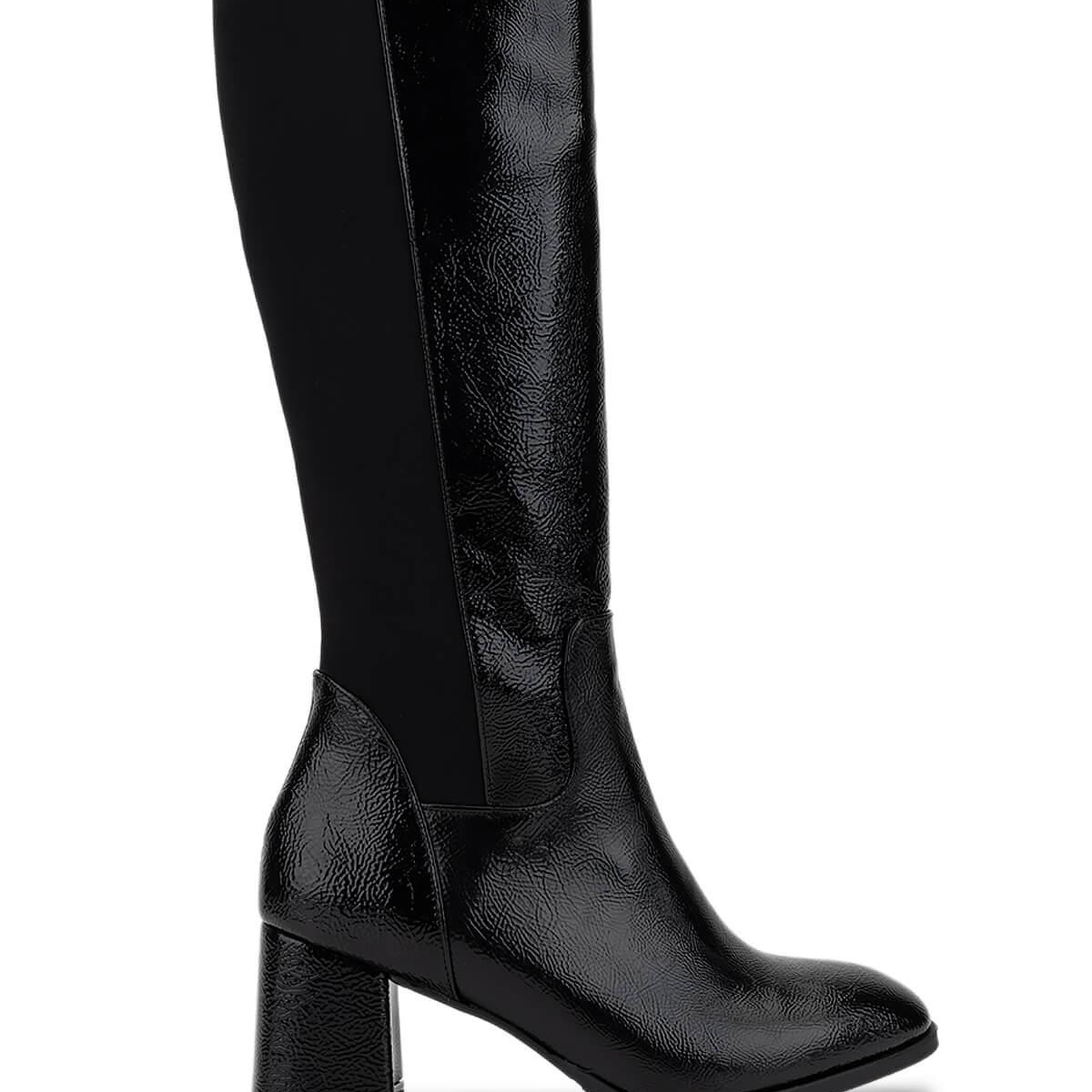 Tamer Tanca Kadın Suni Deri Siyah Rugan Topuklu Çizme