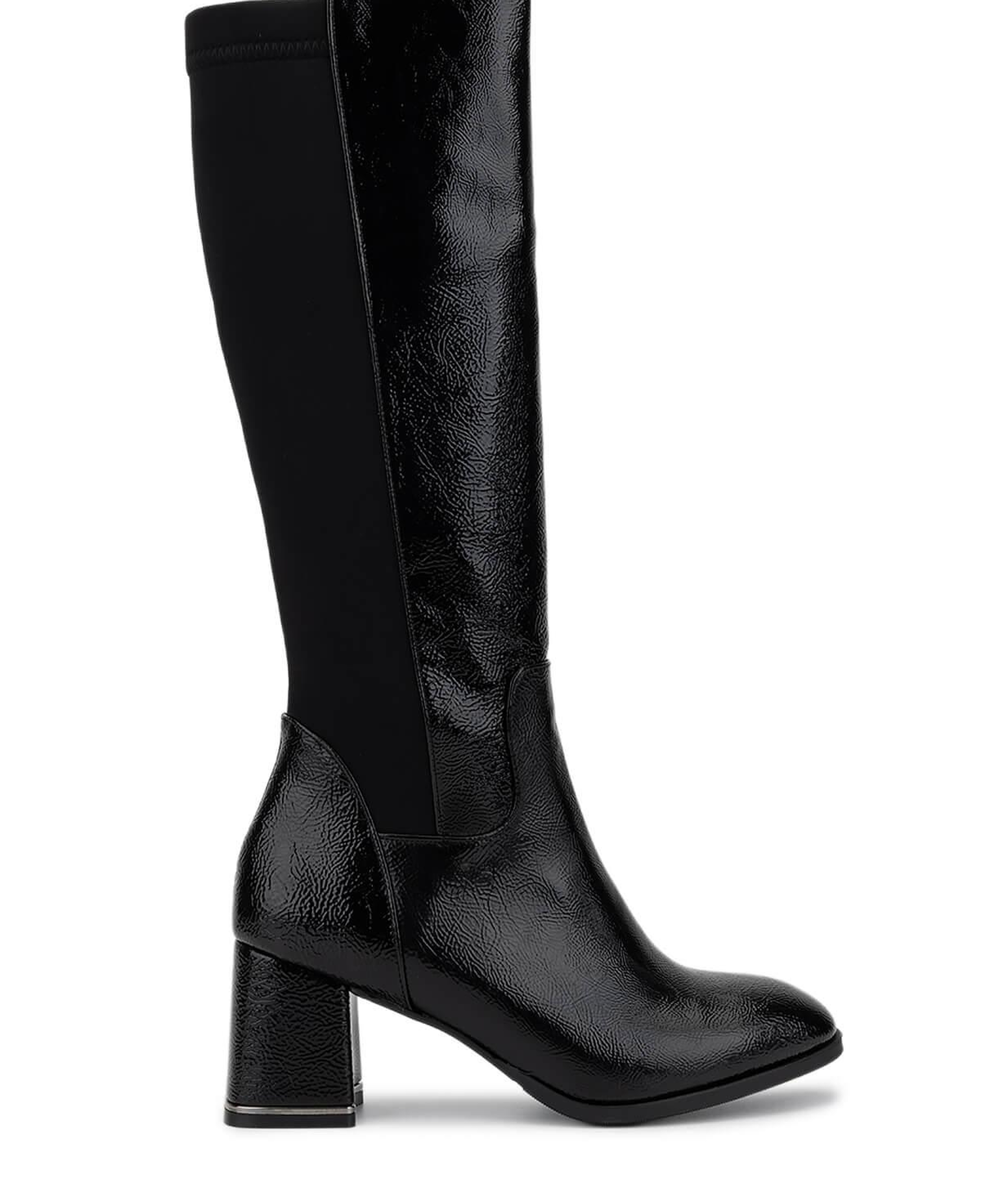 Tamer Tanca Kadın Suni Deri Siyah Rugan Topuklu Çizme