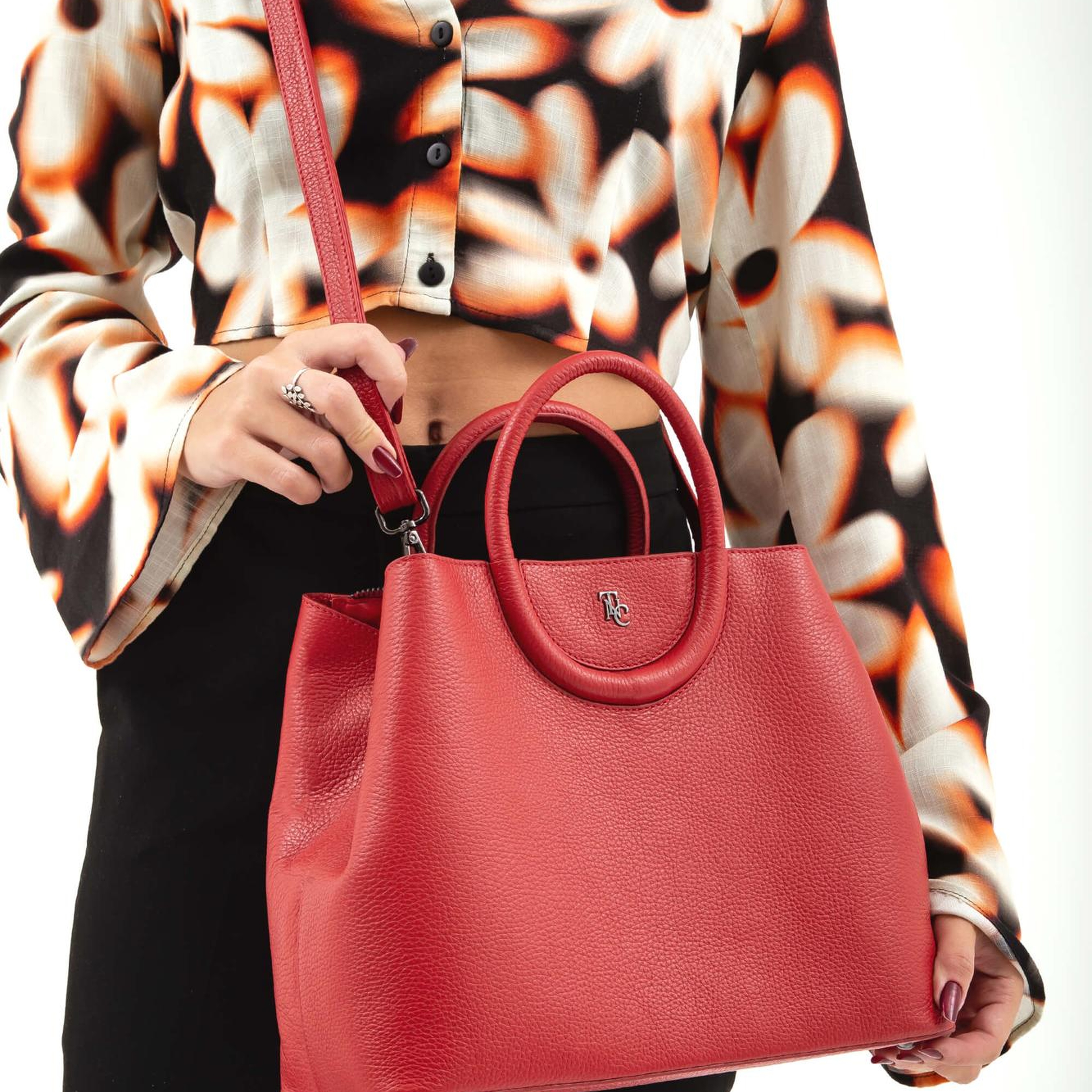 Tamer Tanca Kadın Hakiki Deri Kırmızı Omuz Çanta