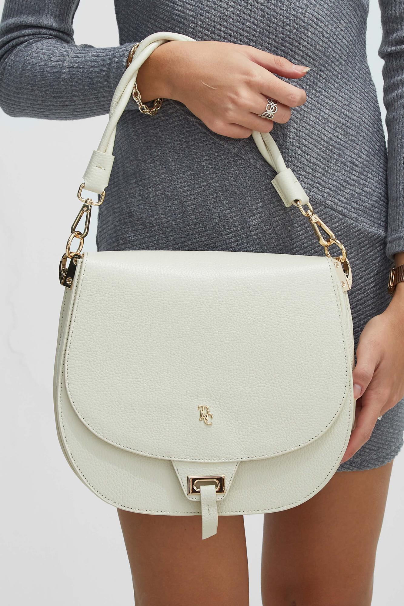 Tamer Tanca Kadın Hakiki Deri Bej Kol Çantası