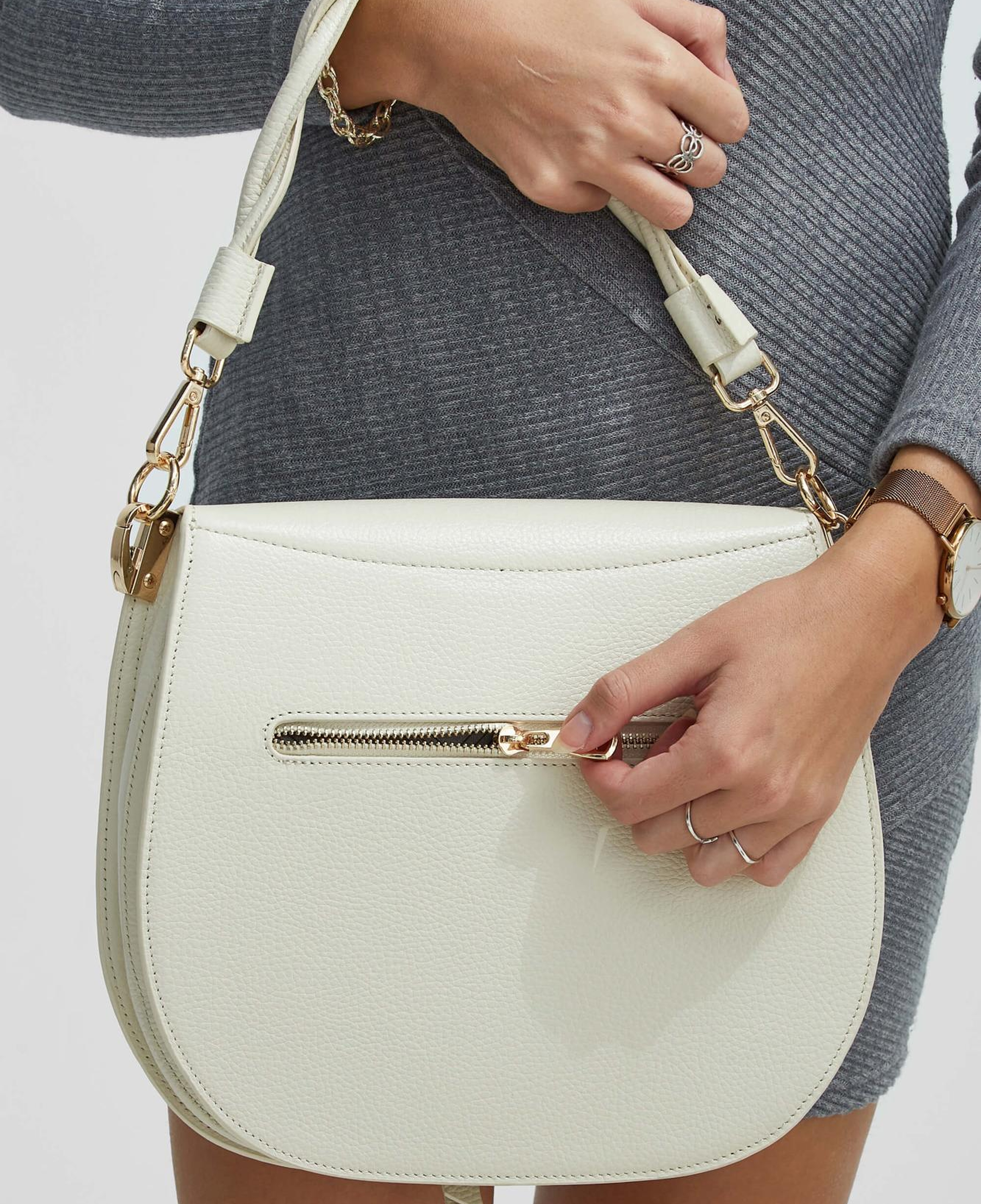 Tamer Tanca Kadın Hakiki Deri Bej Kol Çantası