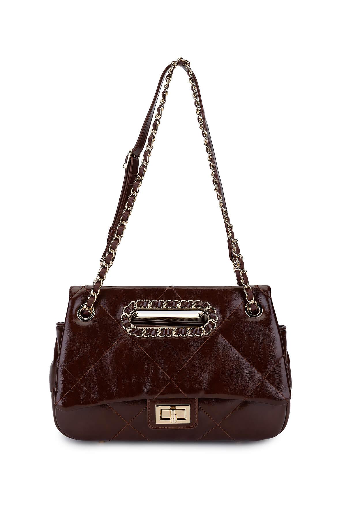 Tamer Tanca Kadın Suni Deri Kahverengi Omuz Çanta