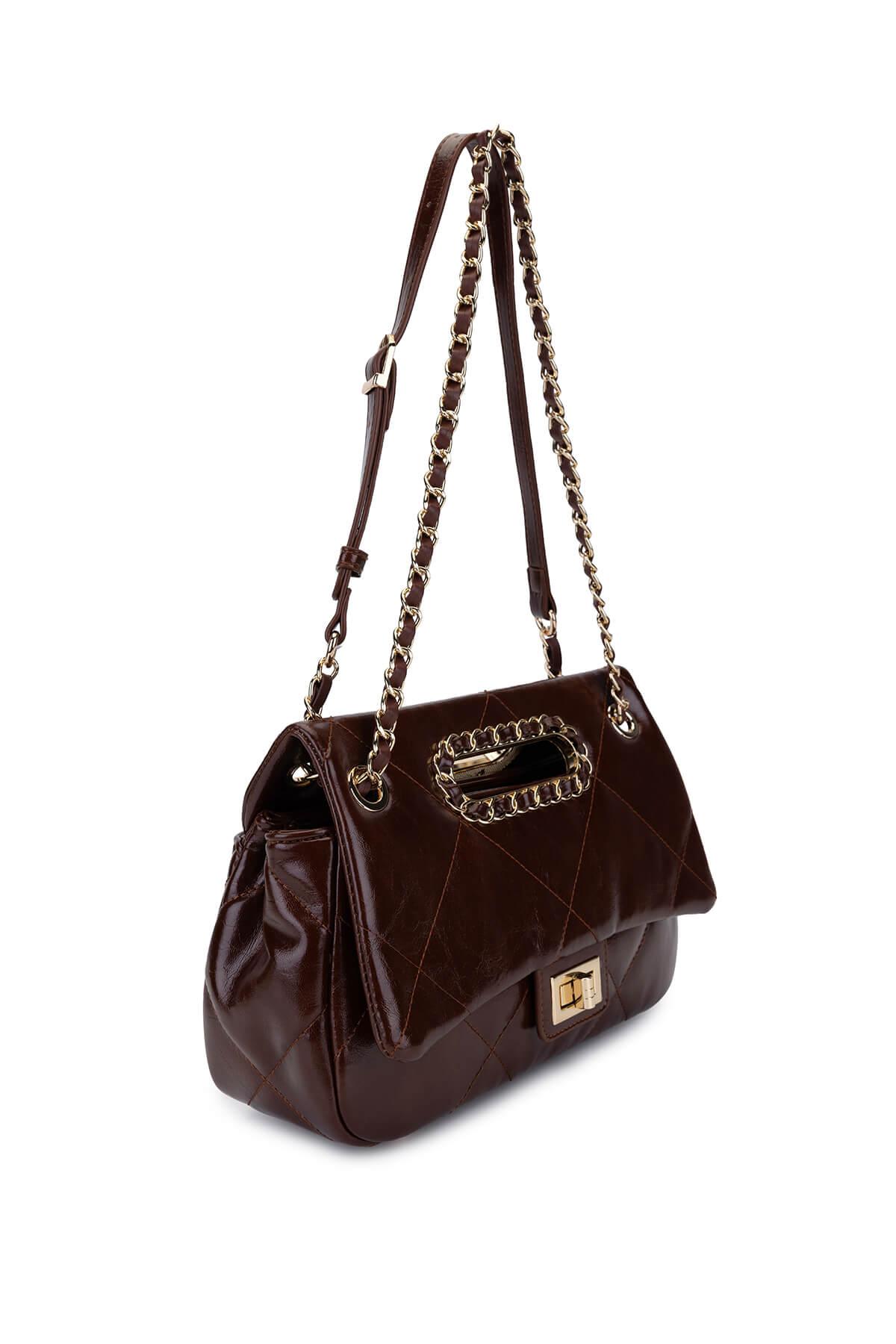 Tamer Tanca Kadın Suni Deri Kahverengi Omuz Çanta