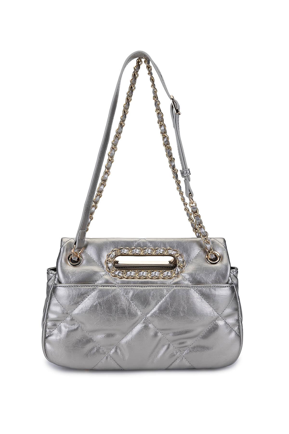 Tamer Tanca Kadın Suni Deri Metalik Omuz Çanta