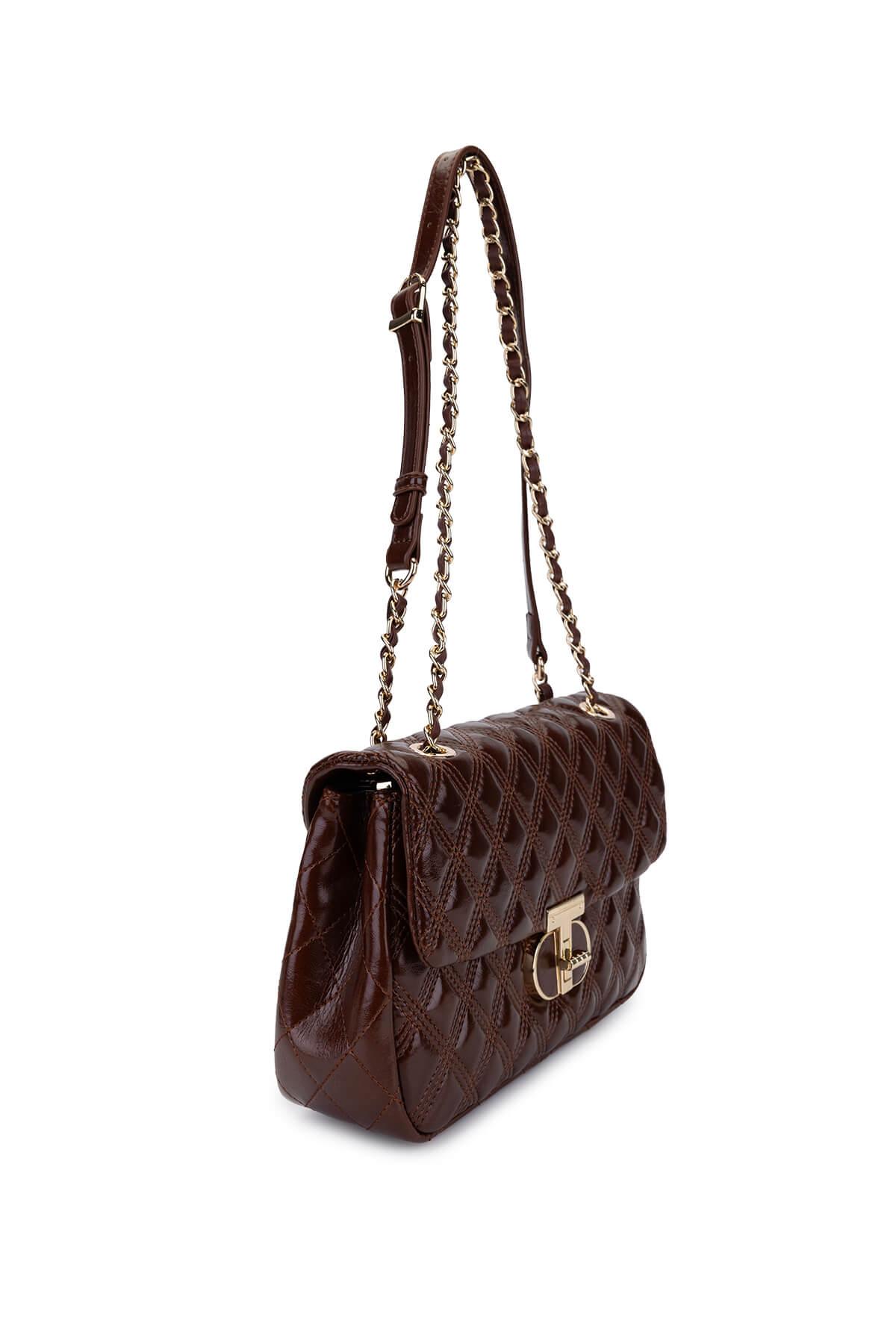 Tamer Tanca Kadın Suni Deri Kahverengi Omuz Çanta