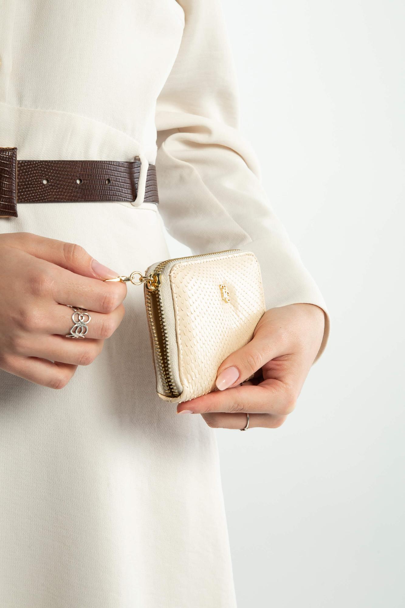 Tamer Tanca Kadın Hakiki Deri Krem Günlük Cuzdan