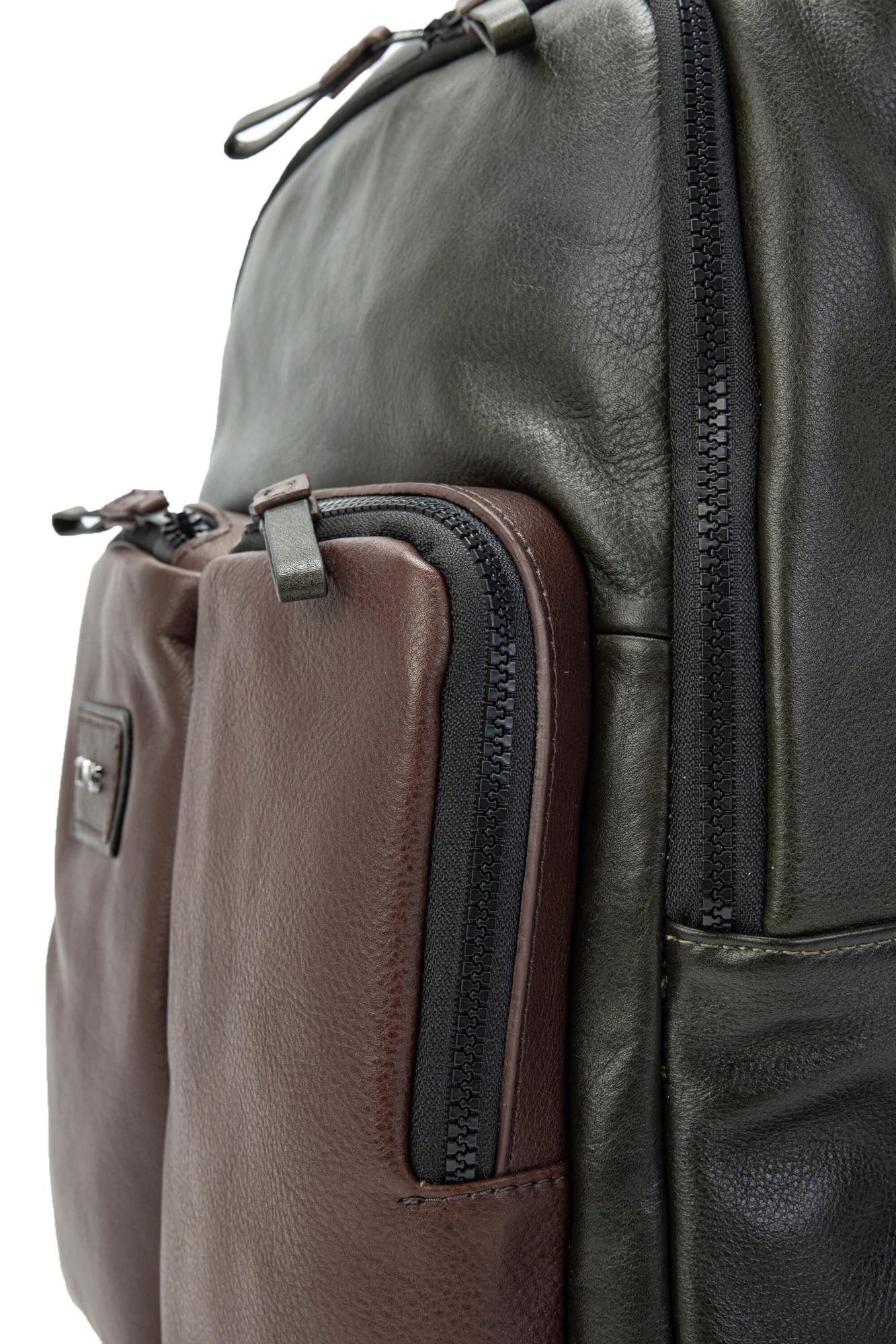 Tamer Tanca Erkek Hakiki Deri Yeşil/Kahverengi Sırt Çantası