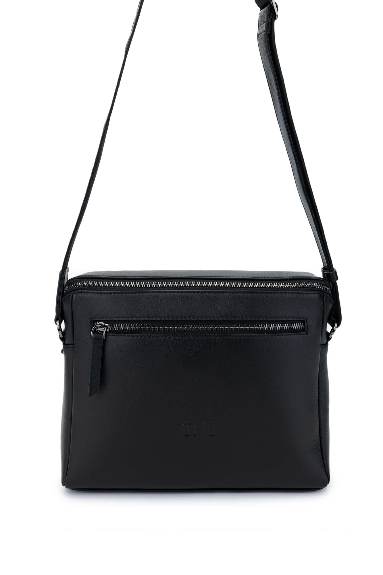 Tamer Tanca Erkek Hakiki Deri Siyah Postacı Çanta