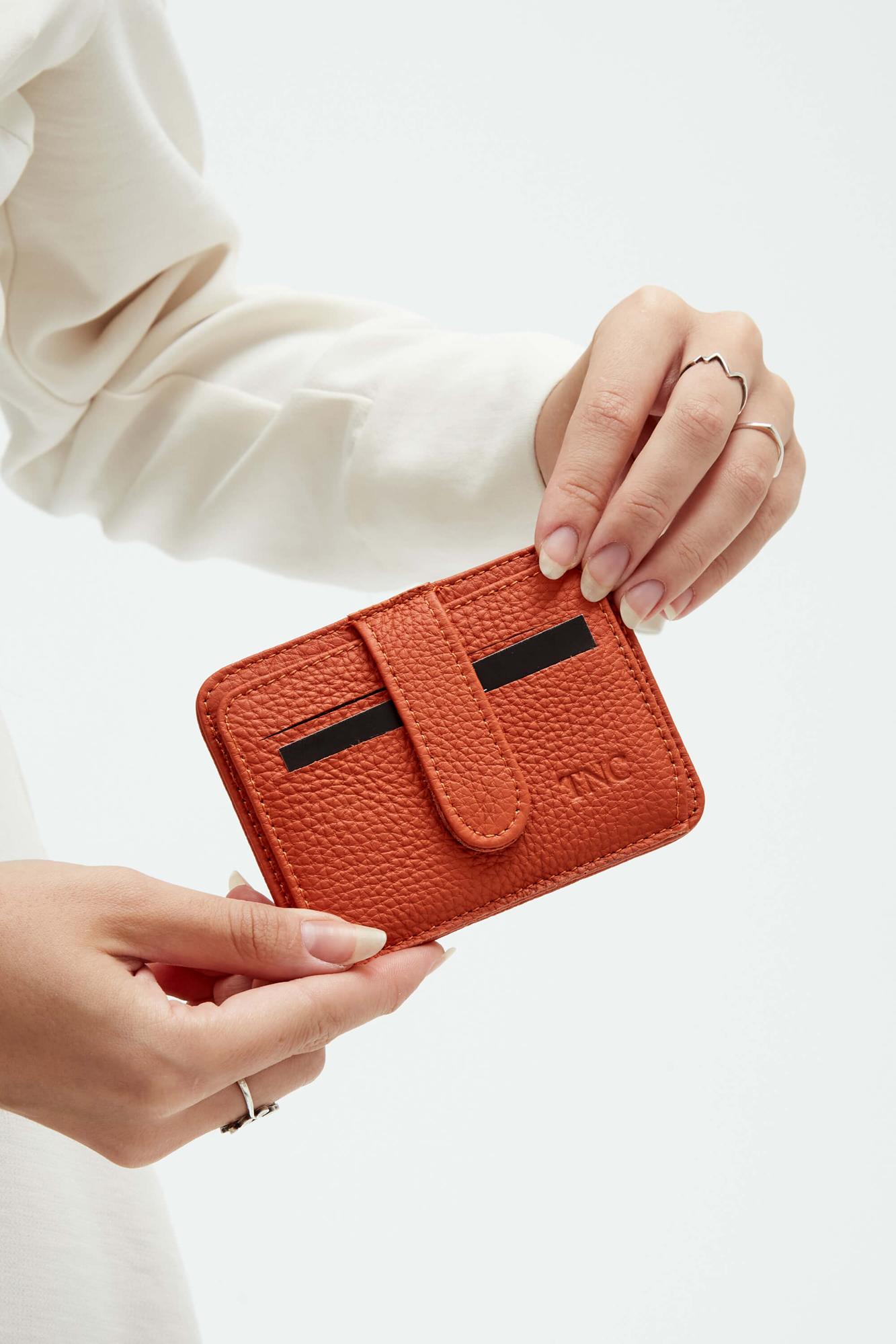 Tamer Tanca Unisex Hakiki Deri Kiremit Kartlık