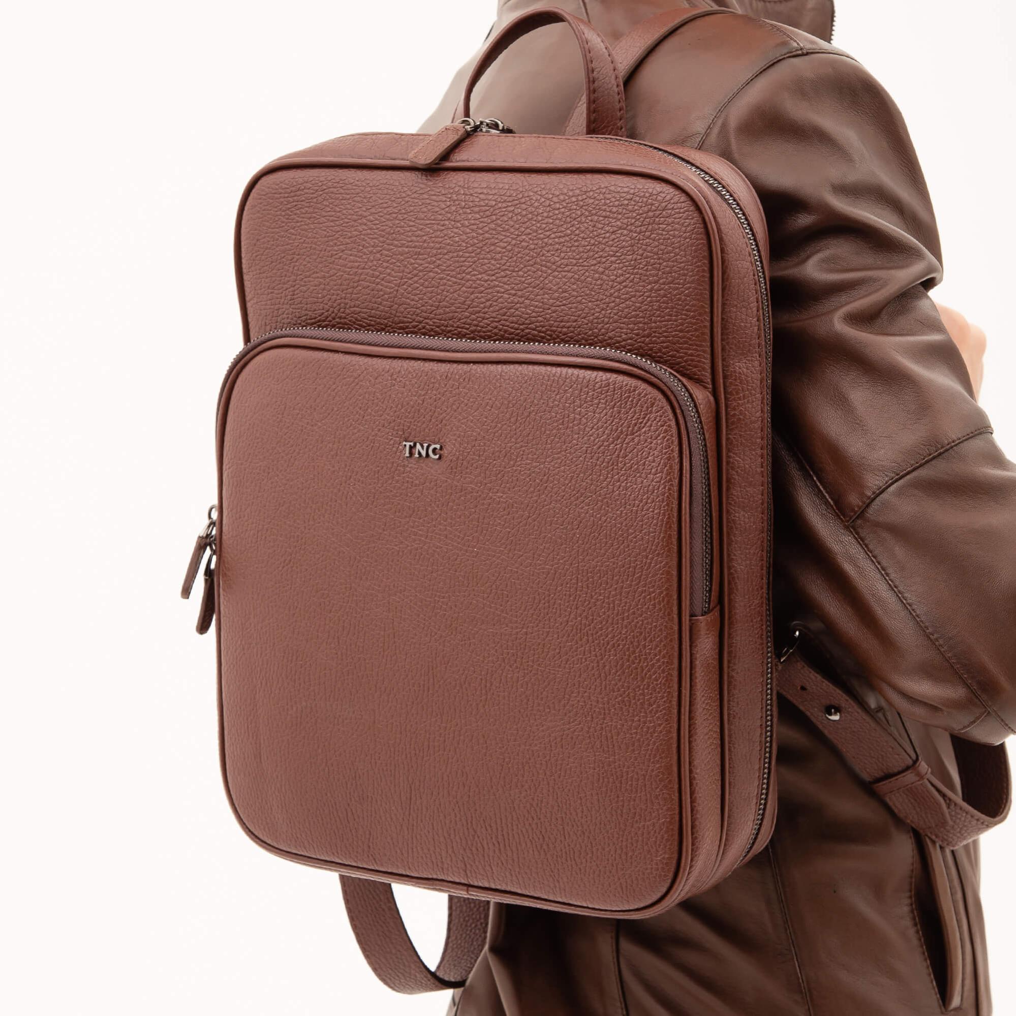 Tamer Tanca Erkek Hakiki Deri Kahverengi Sırt Çantası