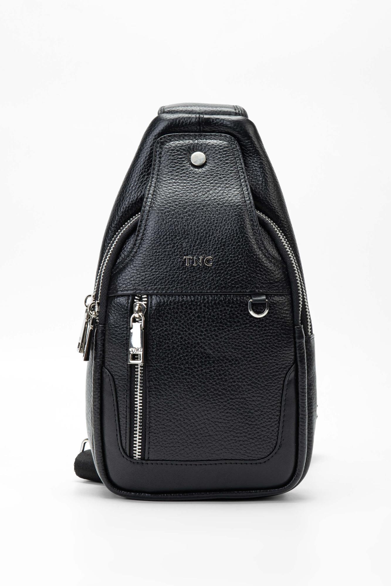 Tamer Tanca Erkek Hakiki Deri Siyah Body Bag Çanta