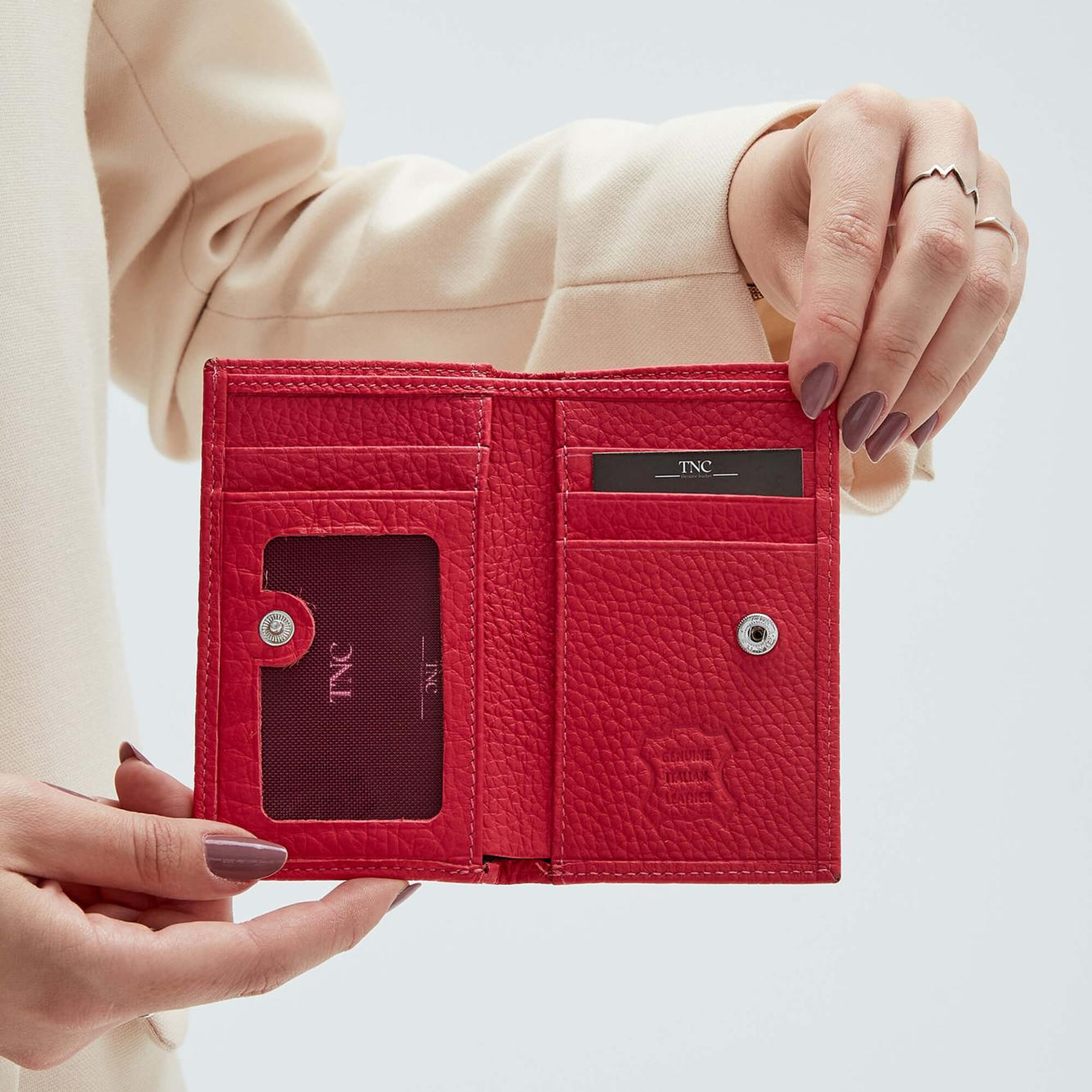 Tamer Tanca Erkek Hakiki Deri Fuşya Kartlık