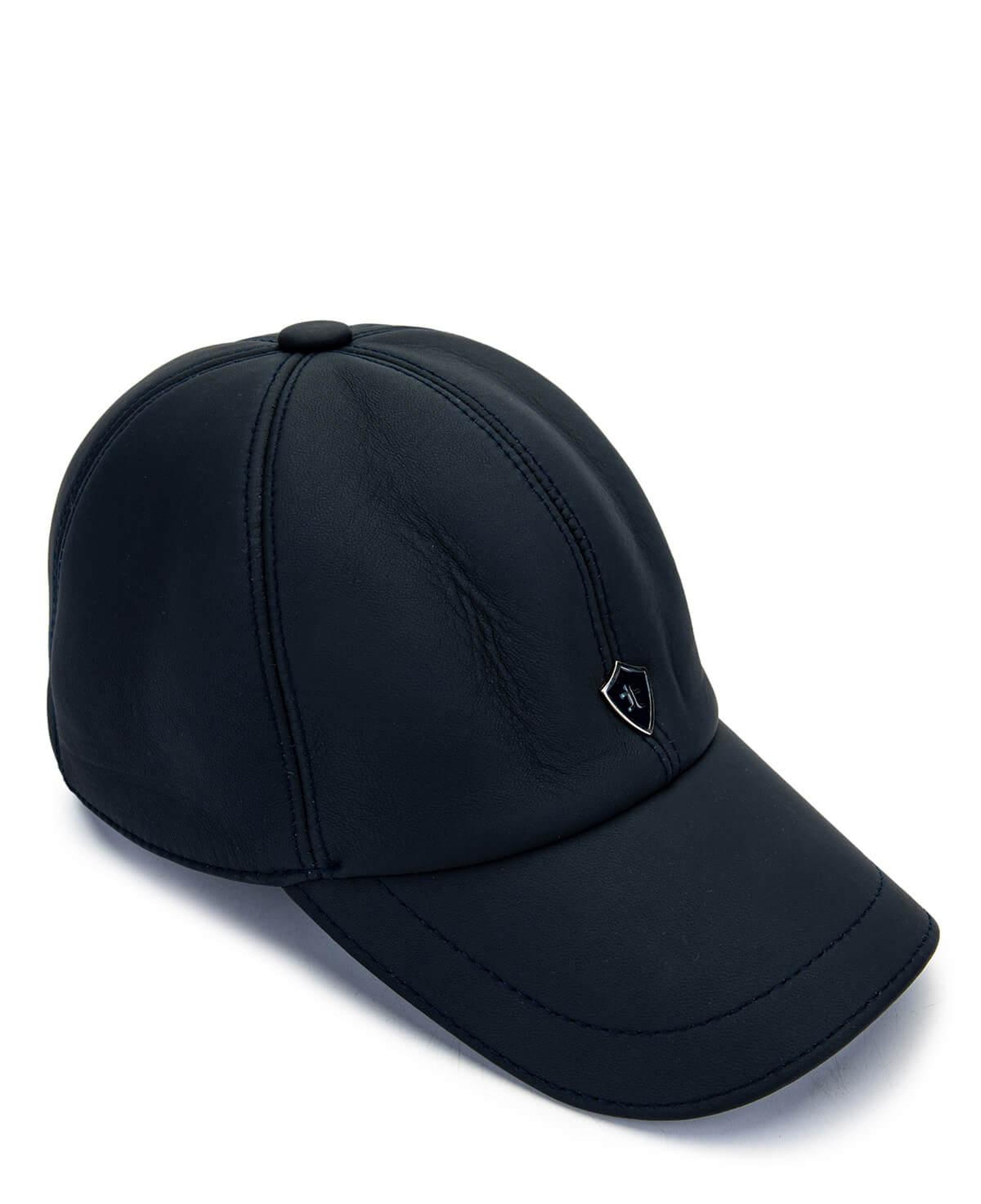 Tamer Tanca Erkek Hakiki Deri Lacivert Şapka