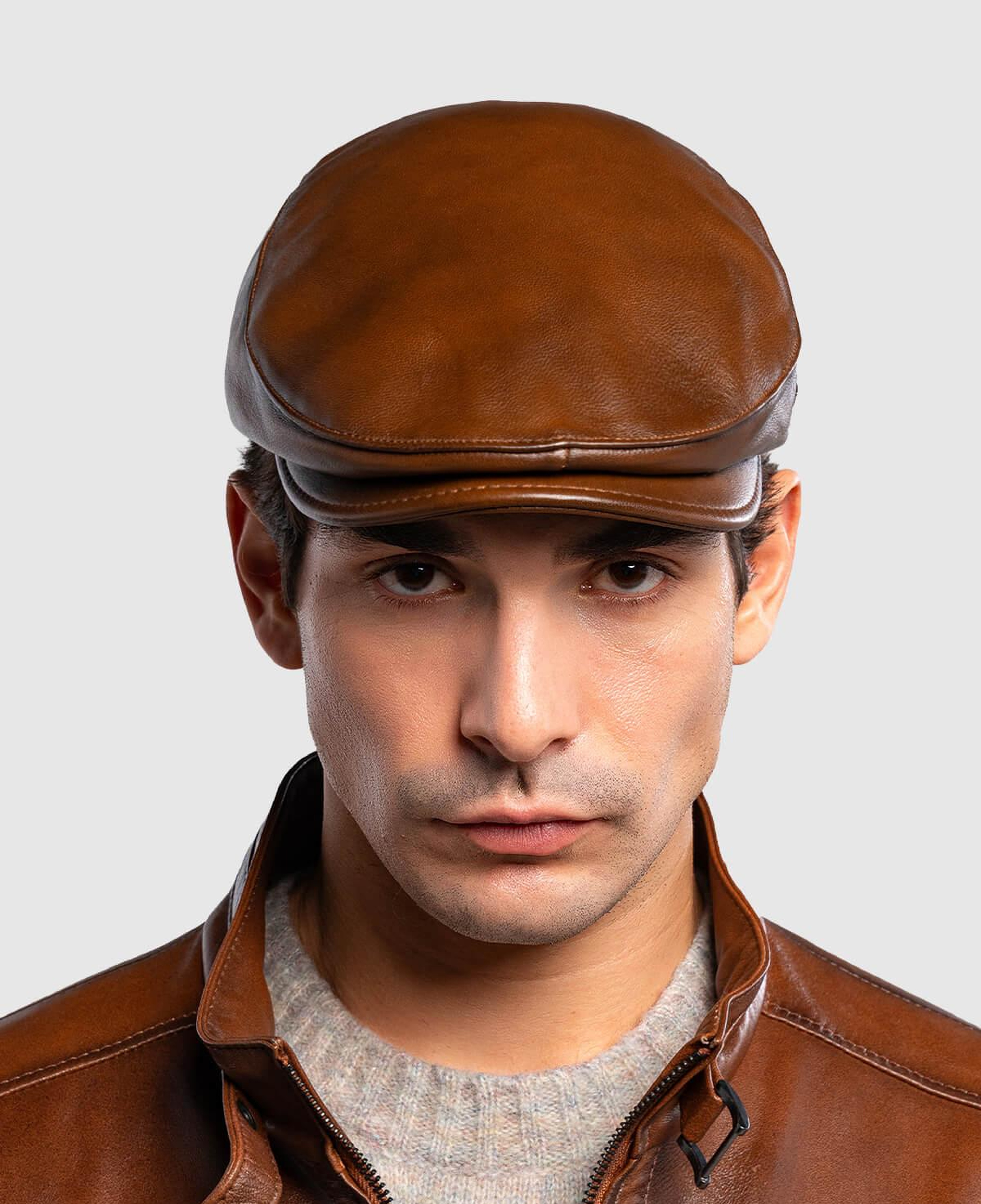 Tamer Tanca Erkek Hakiki Deri Taba Kasket Şapka