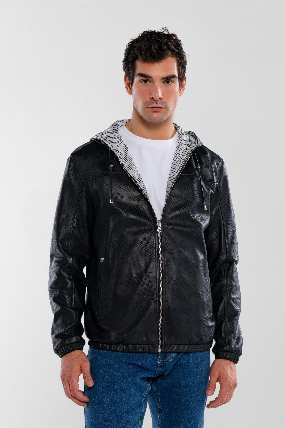 Tamer Tanca Erkek Hakiki Deri Siyah Deri Mont