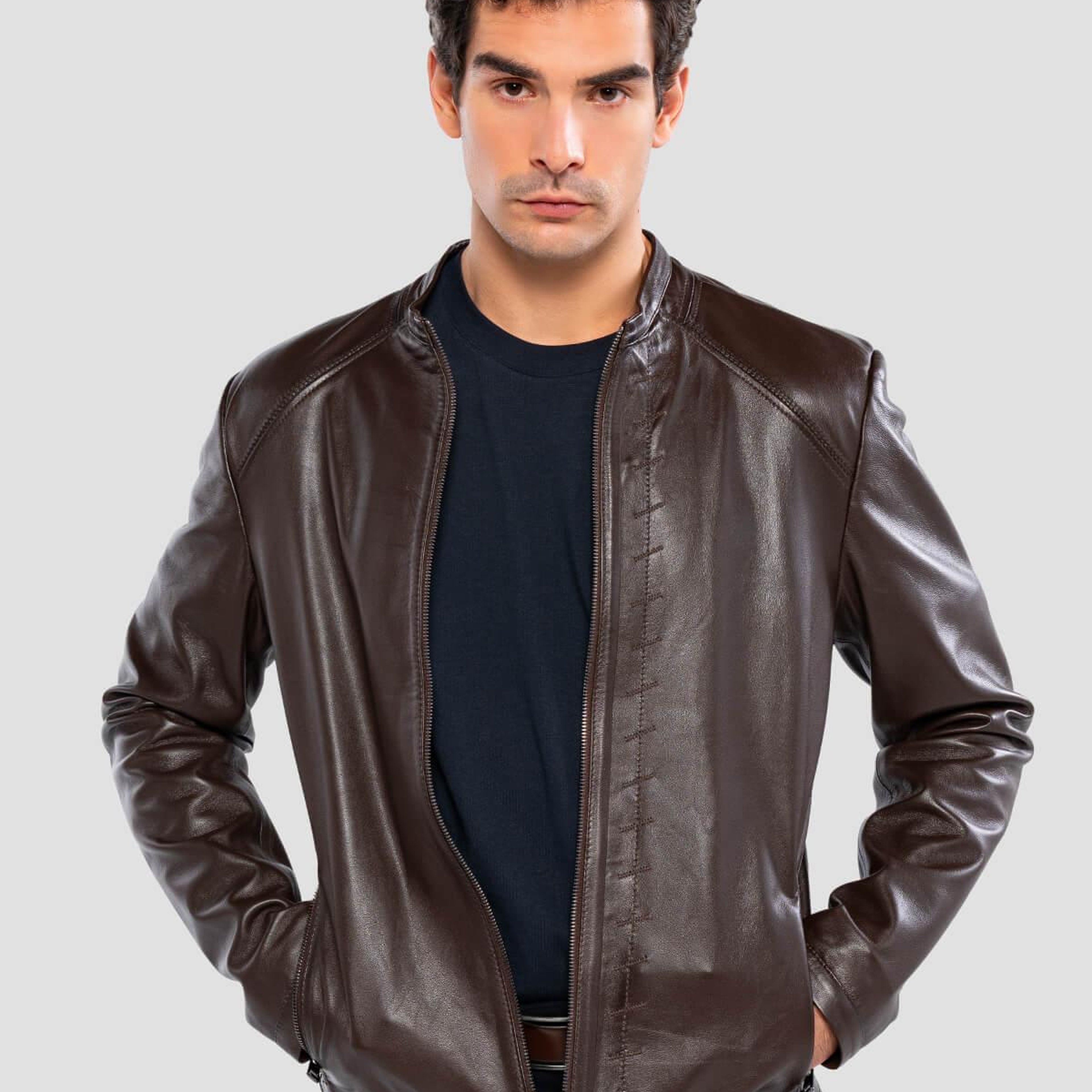 Tamer Tanca Erkek Hakiki Deri Kahverengi Deri Mont