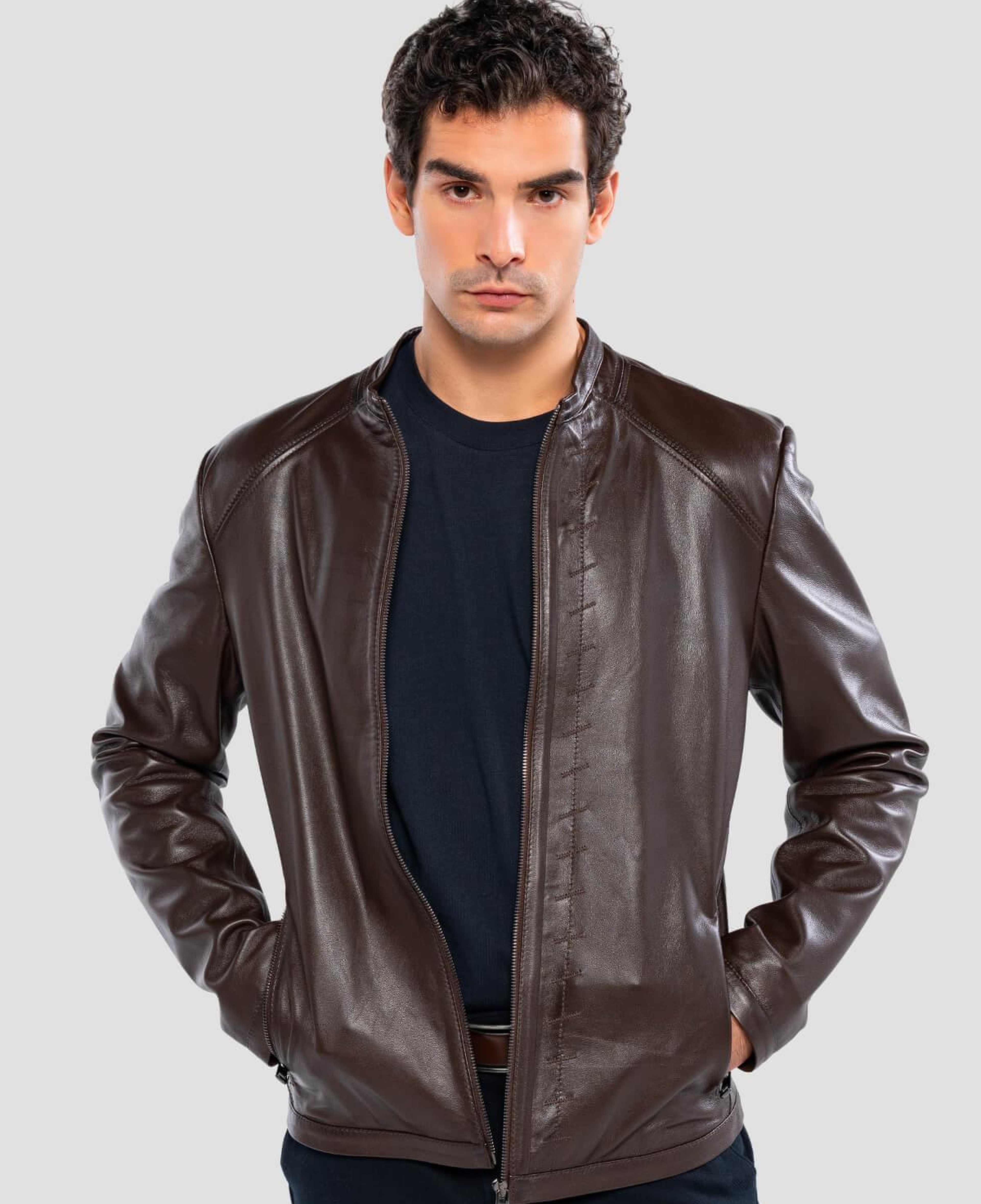 Tamer Tanca Erkek Hakiki Deri Kahverengi Deri Mont