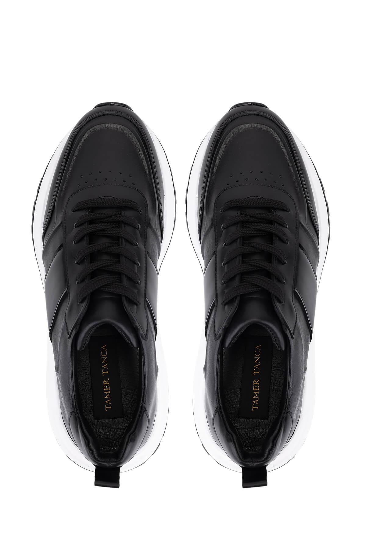 Tamer Tanca Erkek Hakiki Deri Siyah Sneakers & Spor Ayakkabı