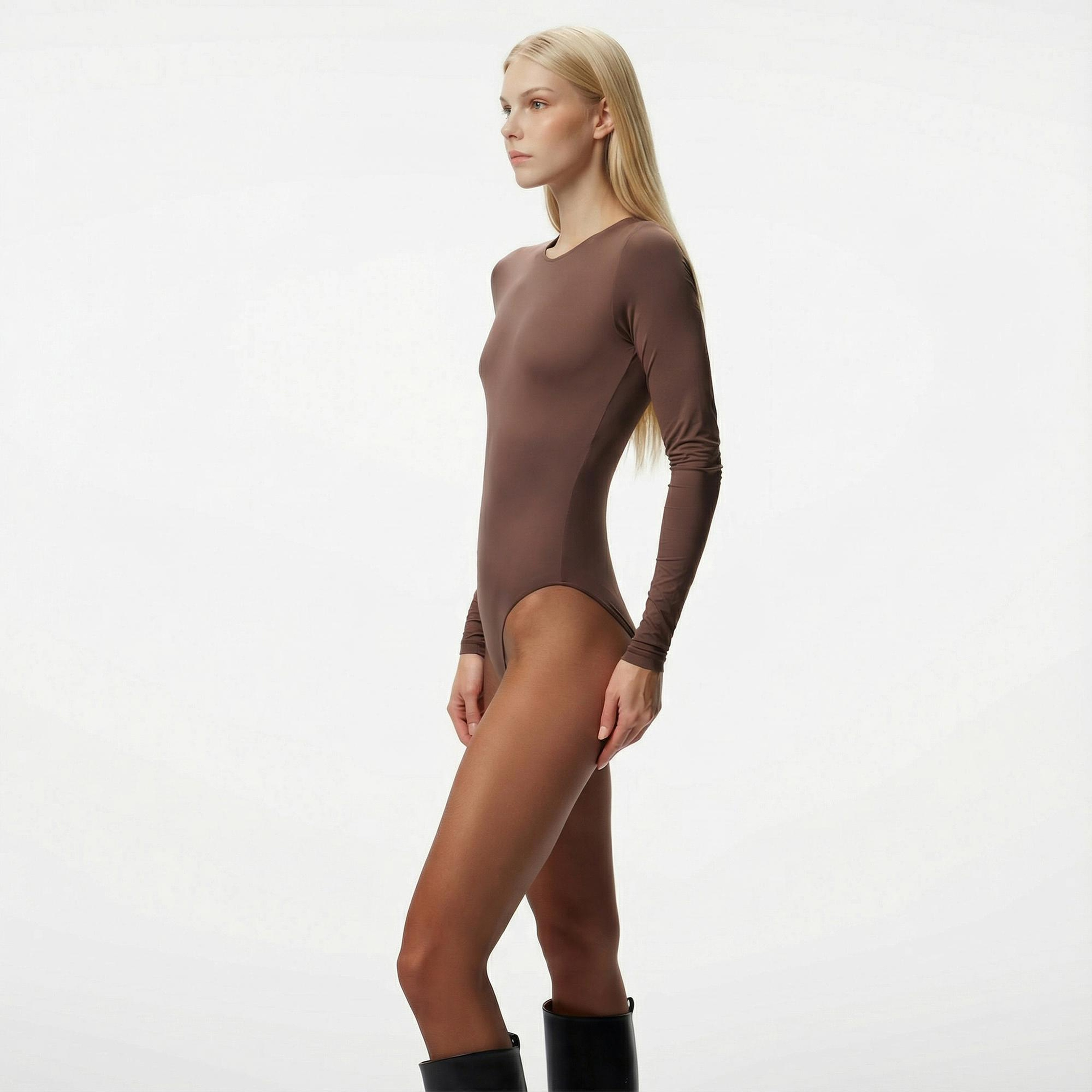 Fabby Kadın Kahverengi Bodysuit