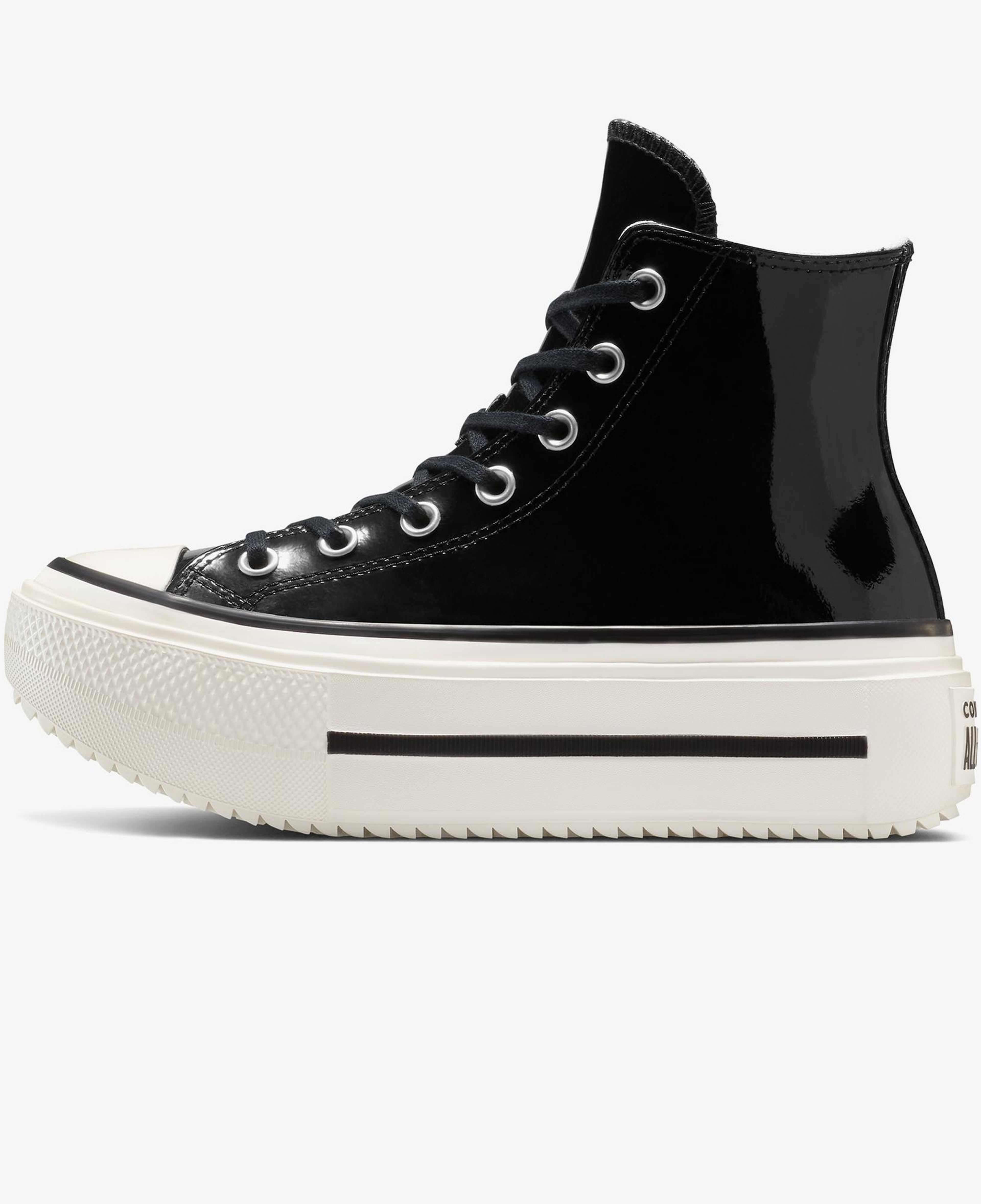 Converse Chuck Taylor All Star Lift Double Stack Platform Deri Unisex Siyah Sneaker