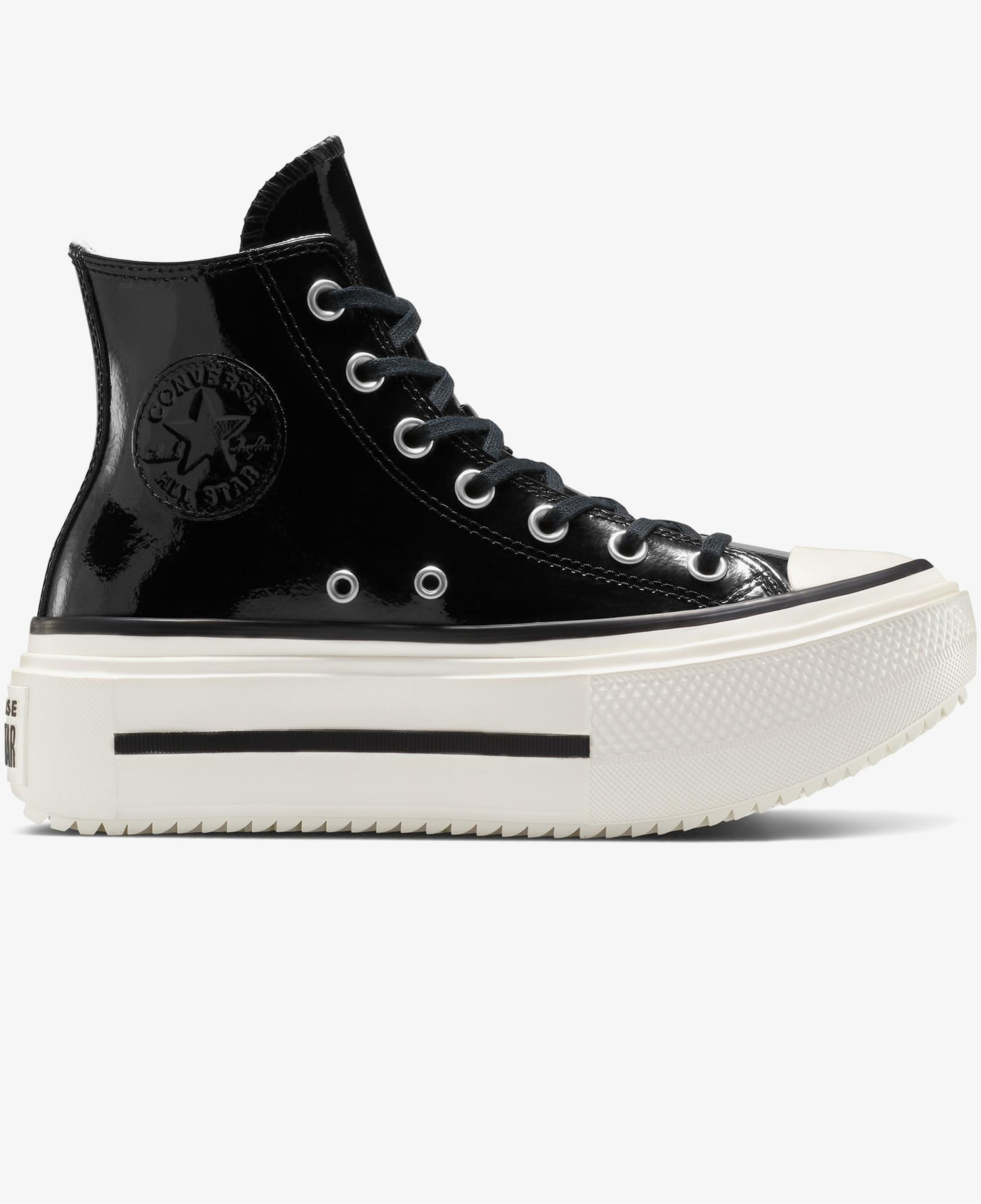 Converse Chuck Taylor All Star Lift Double Stack Platform Deri Unisex Siyah Sneaker