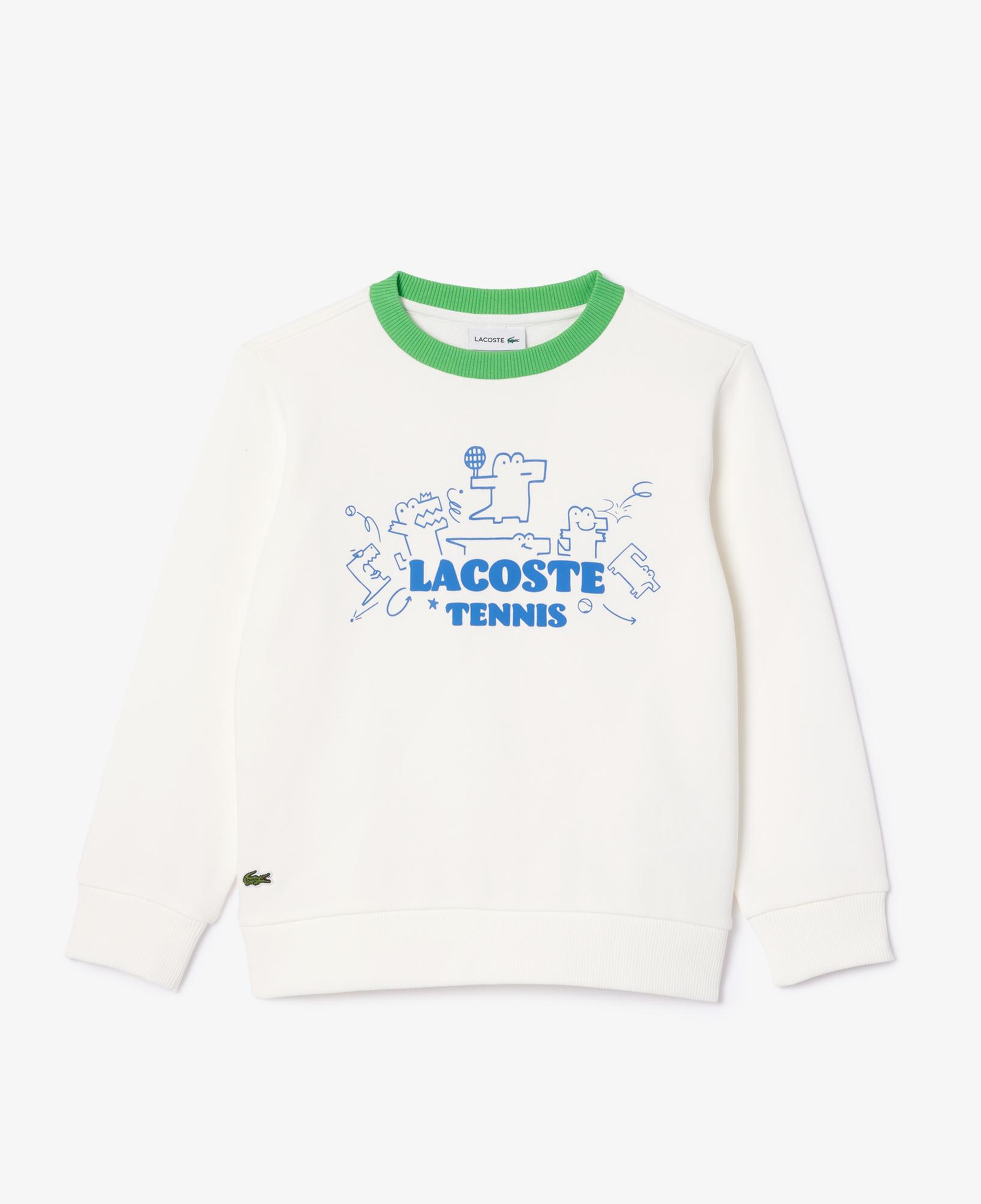 Çocuk Bisiklet Yaka Baskılı Beyaz Sweatshirt