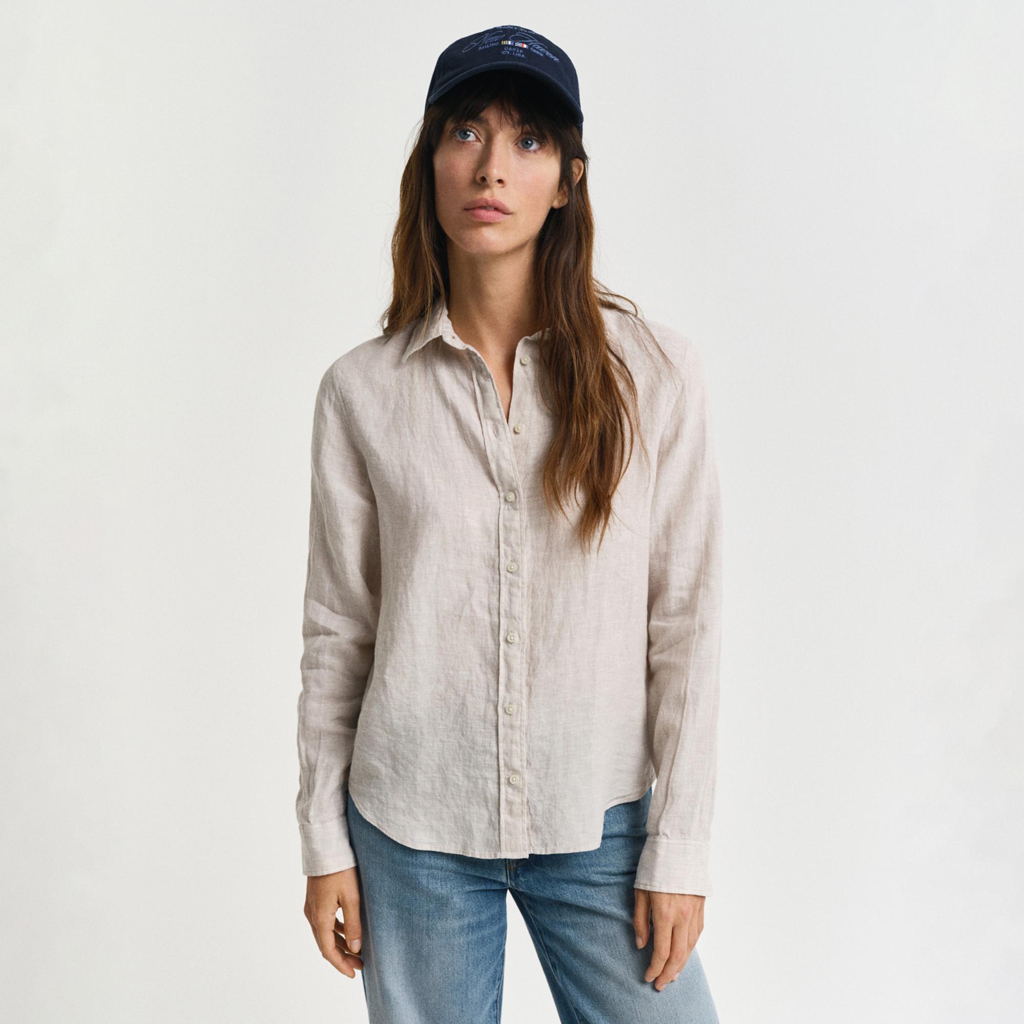 GANT Kadın Bej Regular Fit Klasik Yaka Gömlek