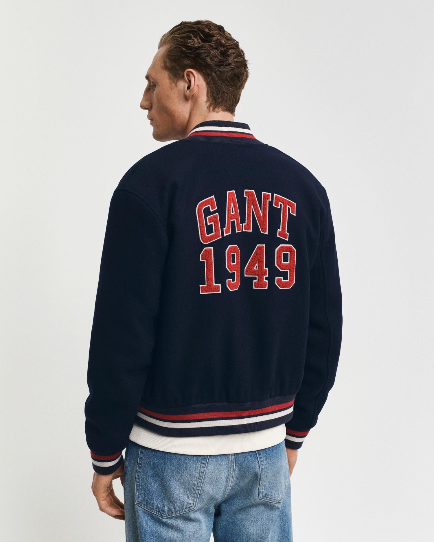 GANT Unisex Lacivert Hakim Yaka Logolu Bomber Ceket