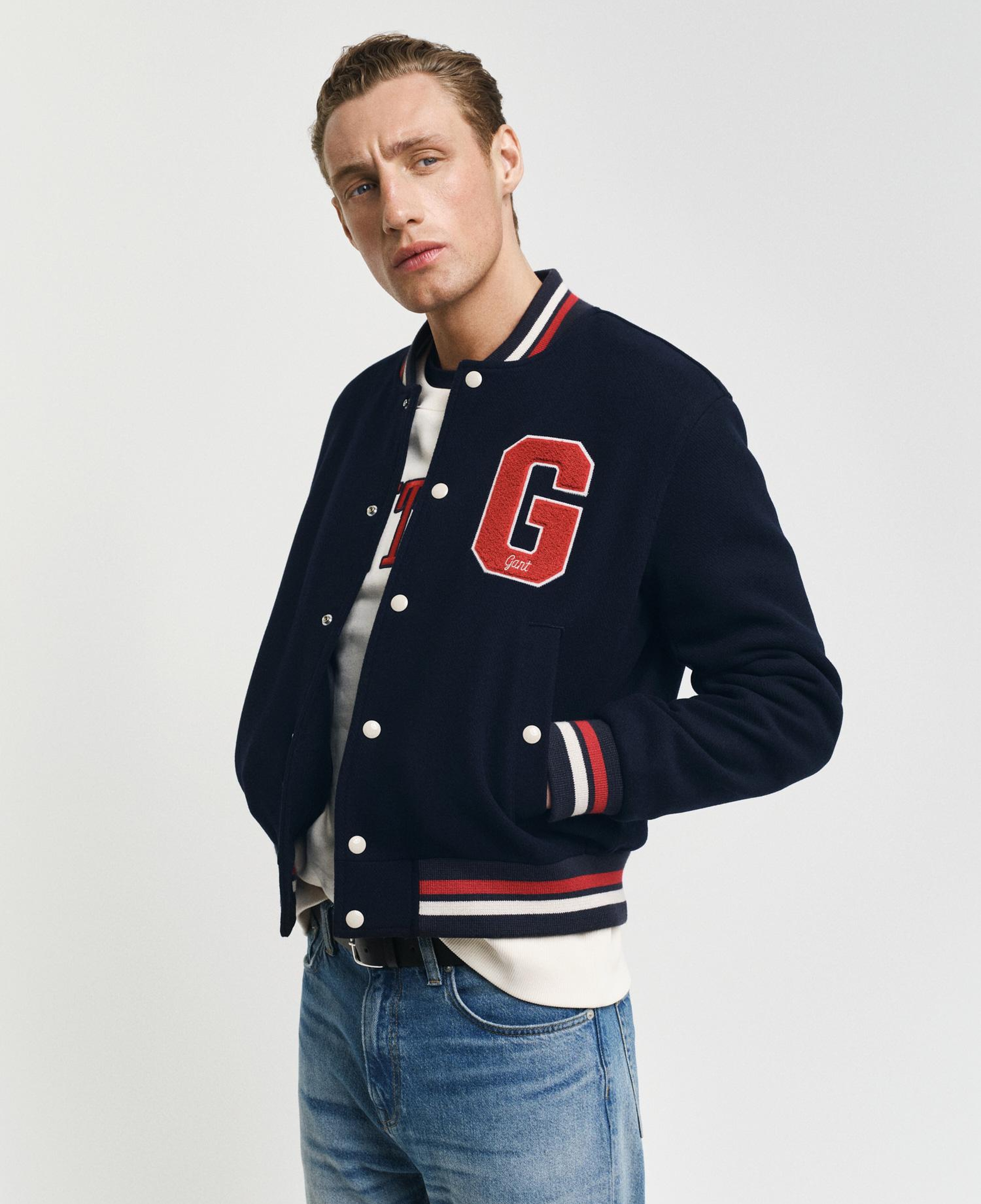 GANT Unisex Lacivert Hakim Yaka Logolu Bomber Ceket
