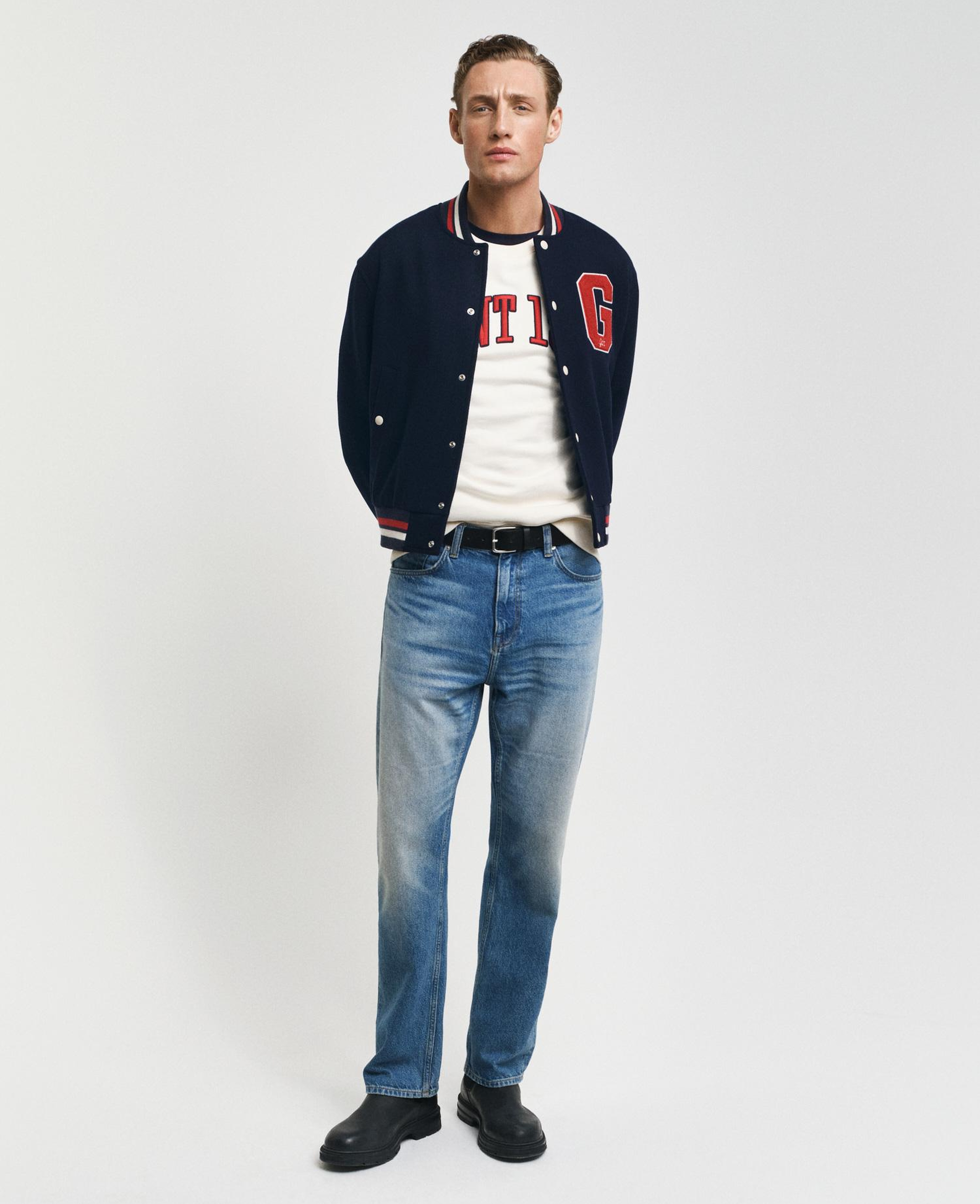 GANT Unisex Lacivert Hakim Yaka Logolu Bomber Ceket