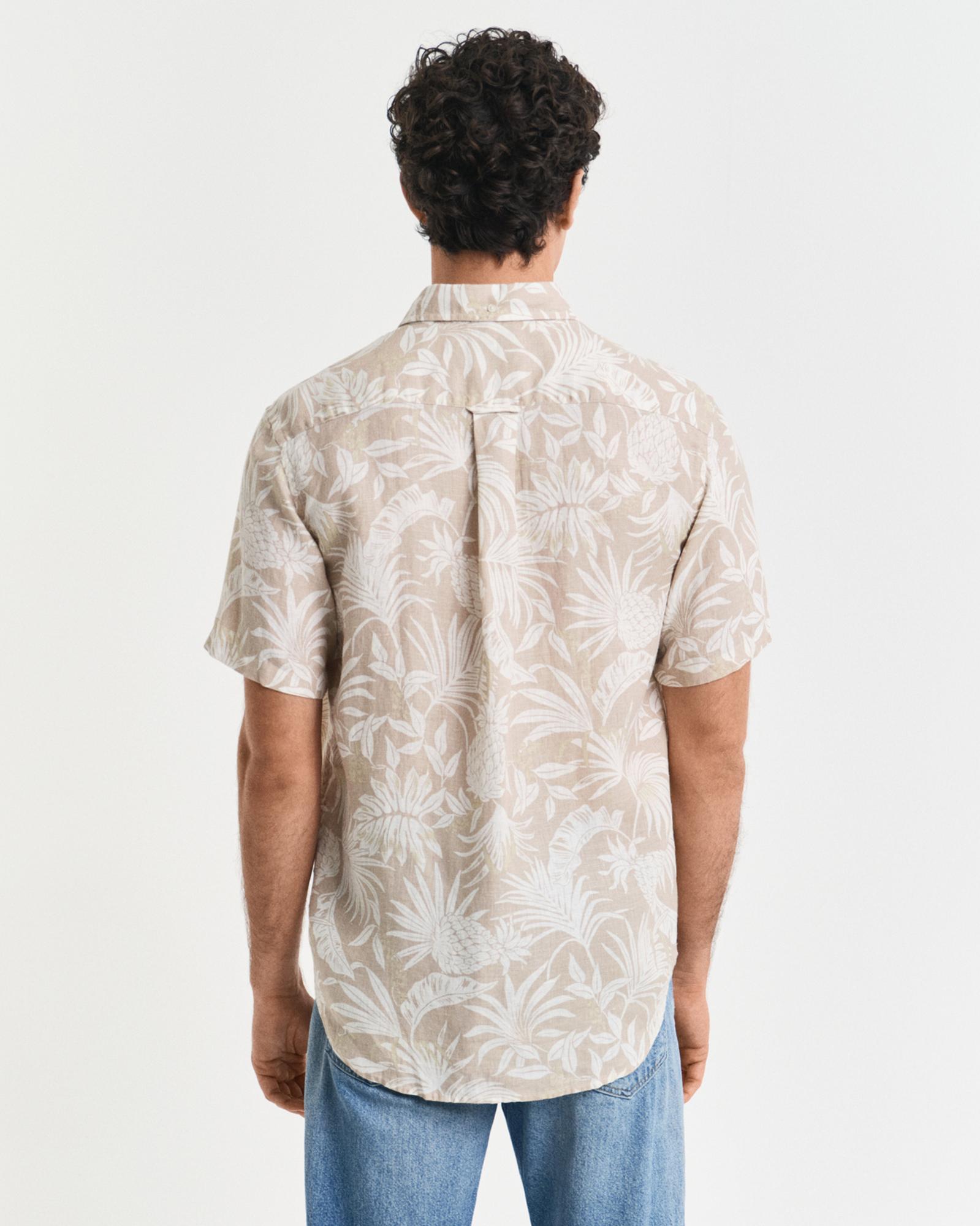 GANT Erkek Bej Regular Fit Düğmeli Yaka Desenli Gömlek