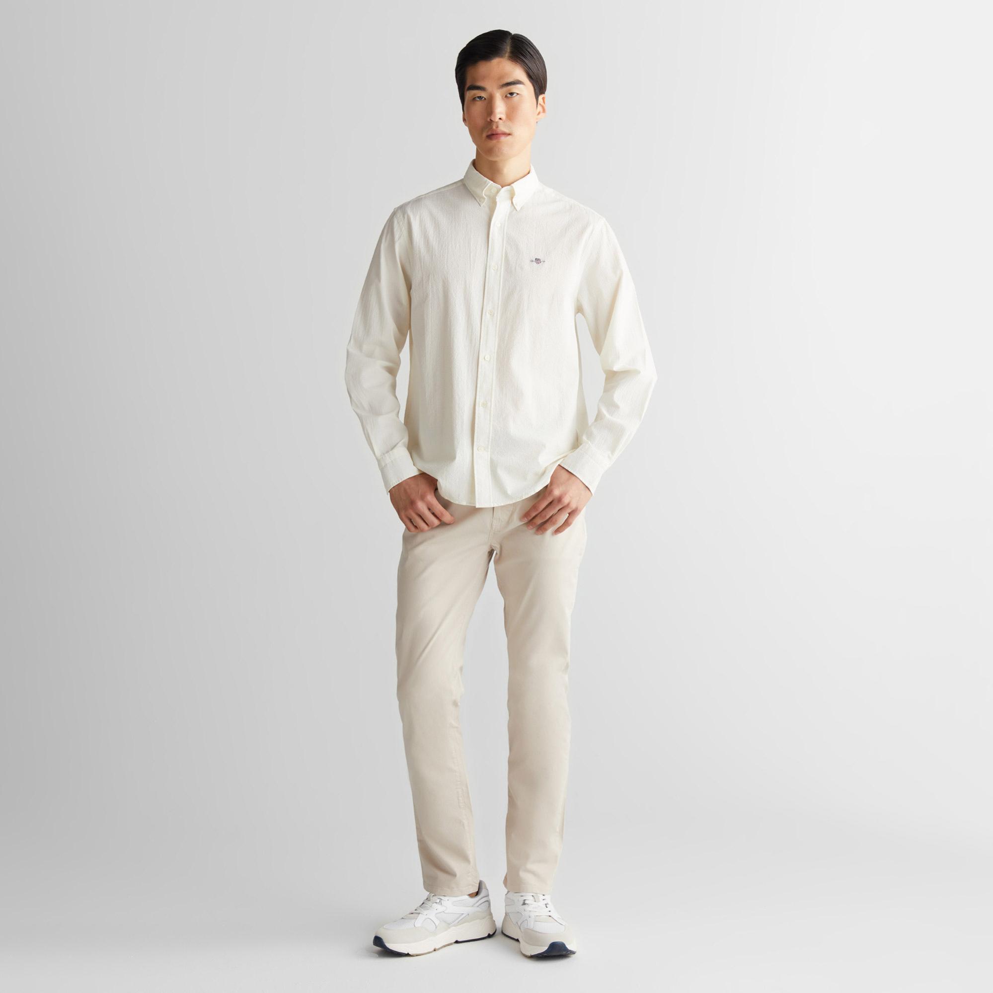 GANT Erkek Krem Regular Fit Düğmeli Yaka Gömlek