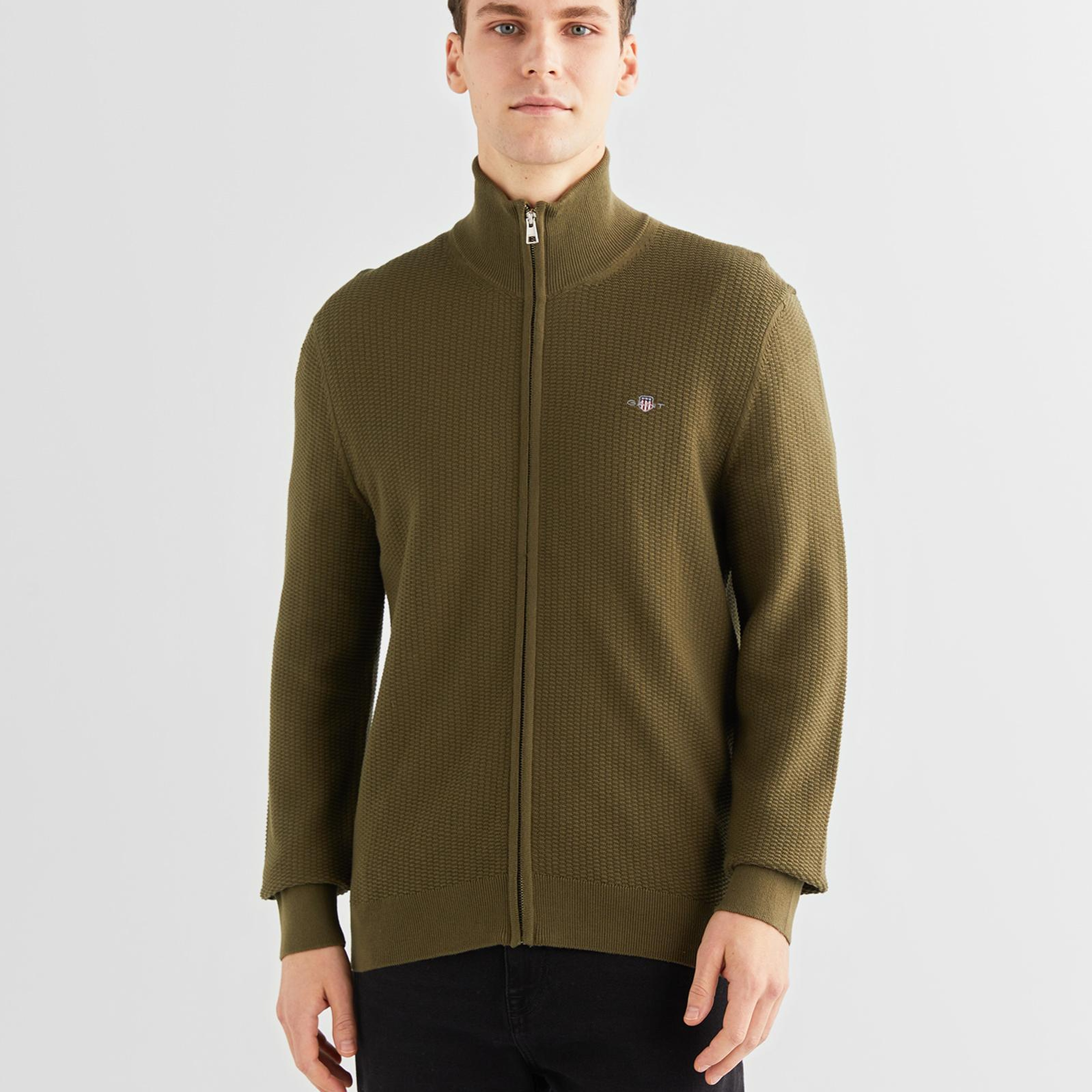 GANT Erkek Yeşil Regular Fit Fermuarlı Hırka