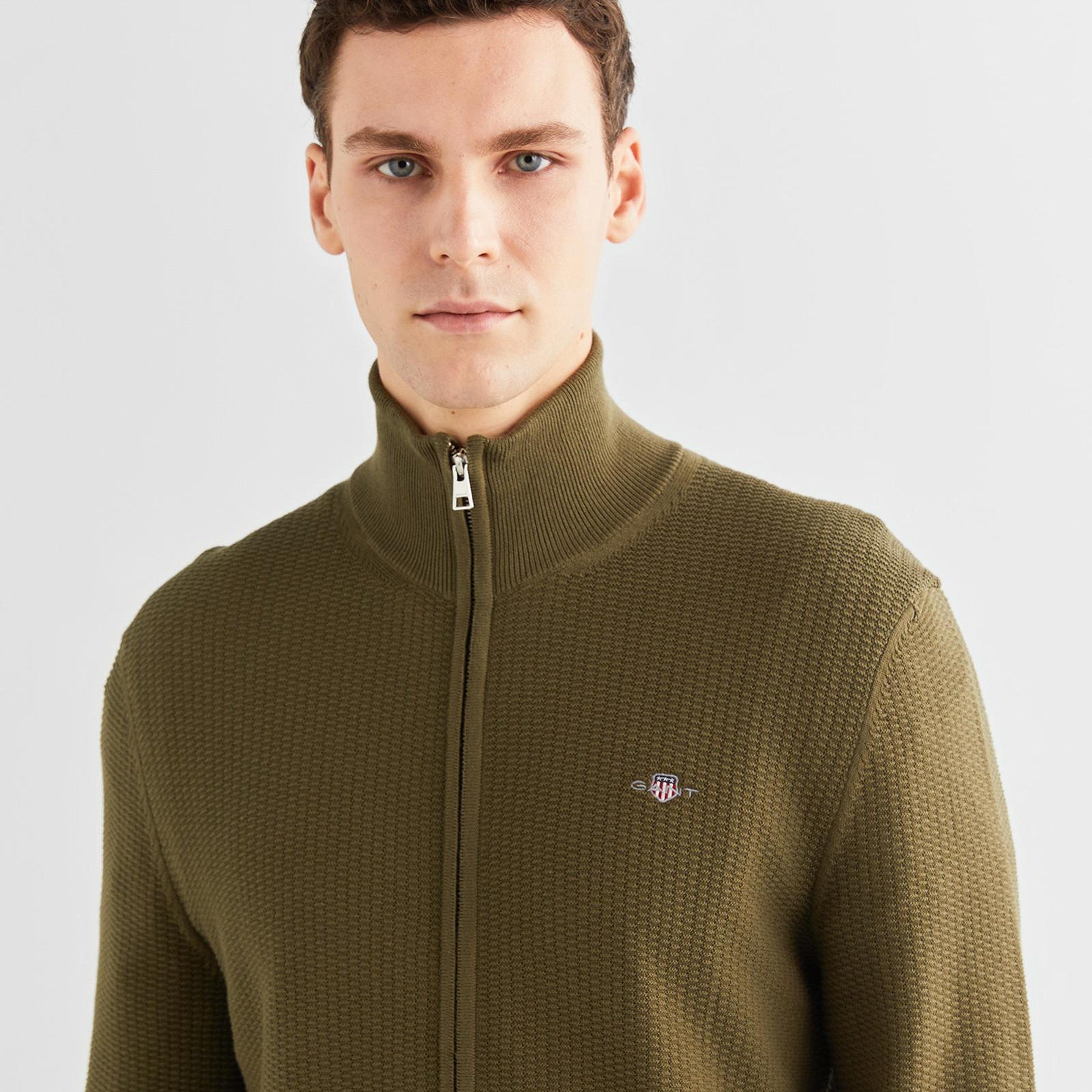 GANT Erkek Yeşil Regular Fit Fermuarlı Hırka