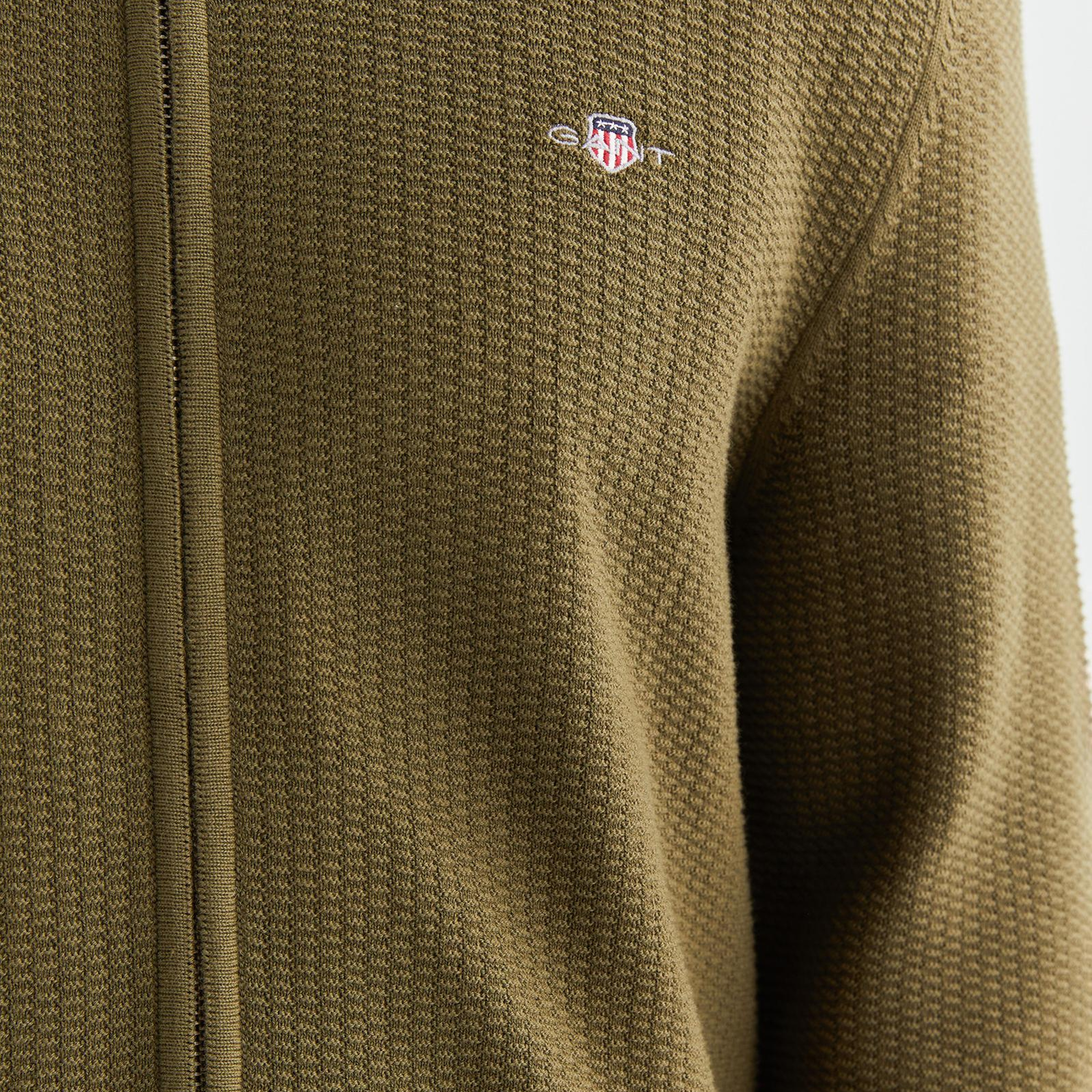 GANT Erkek Yeşil Regular Fit Fermuarlı Hırka