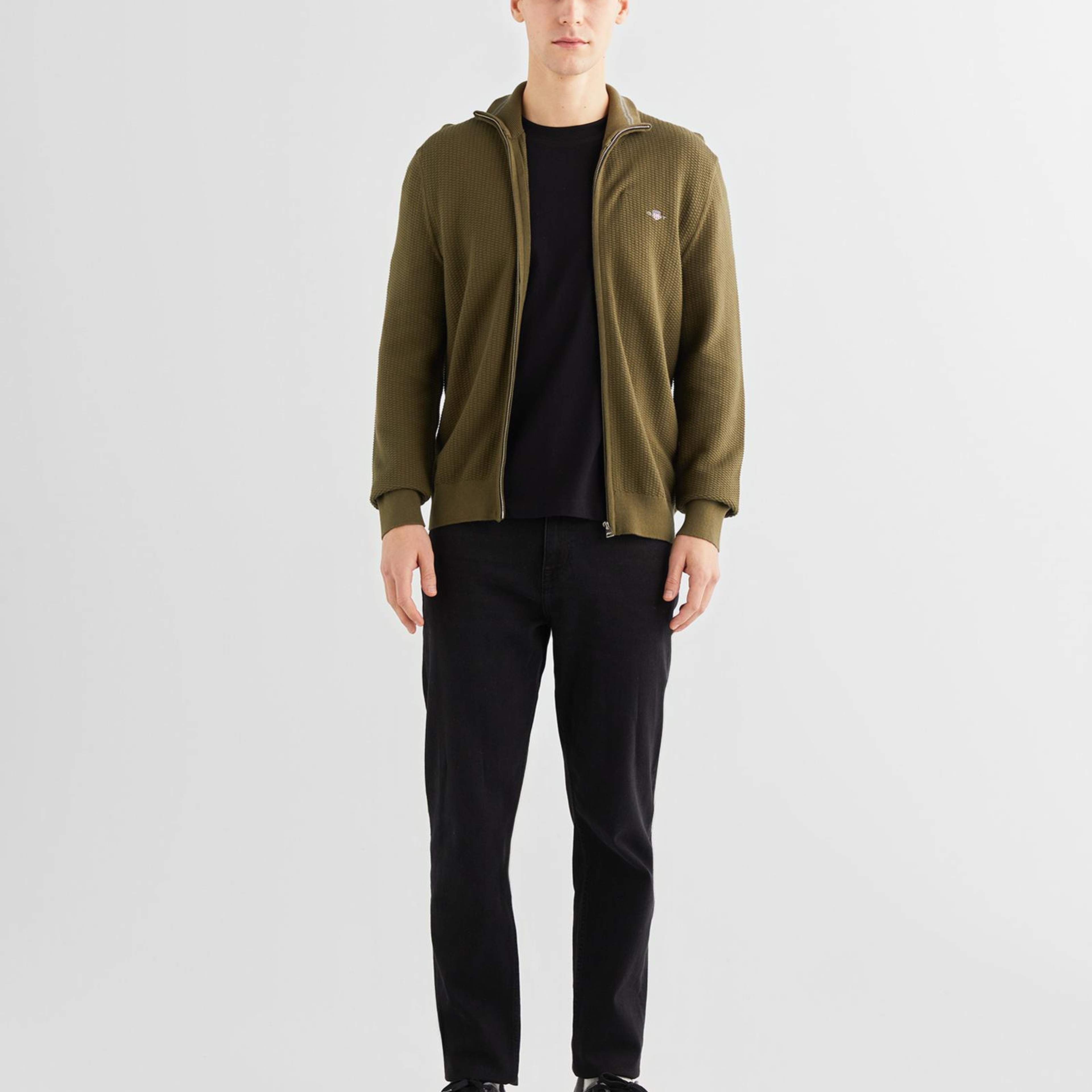 GANT Erkek Yeşil Regular Fit Fermuarlı Hırka