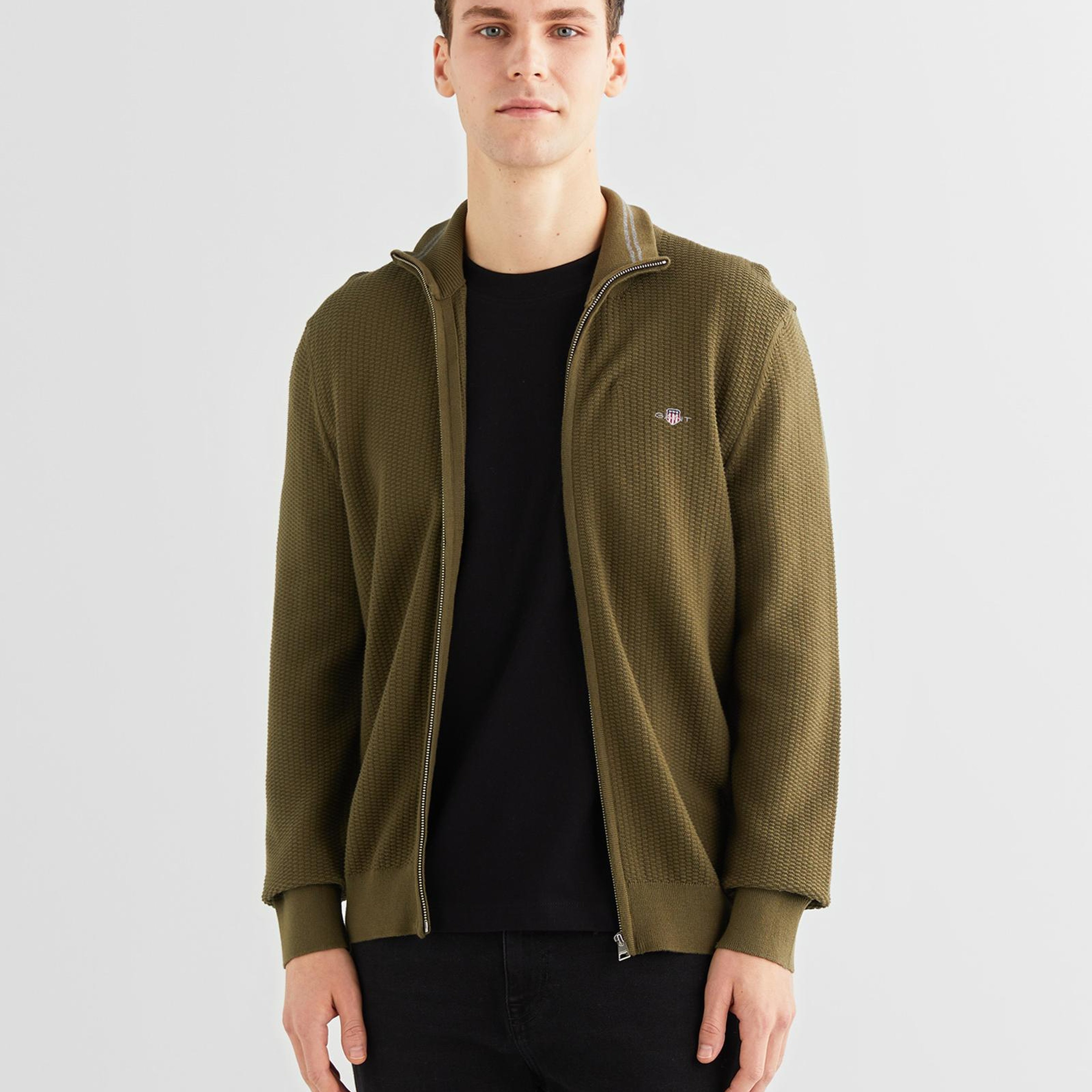 GANT Erkek Yeşil Regular Fit Fermuarlı Hırka