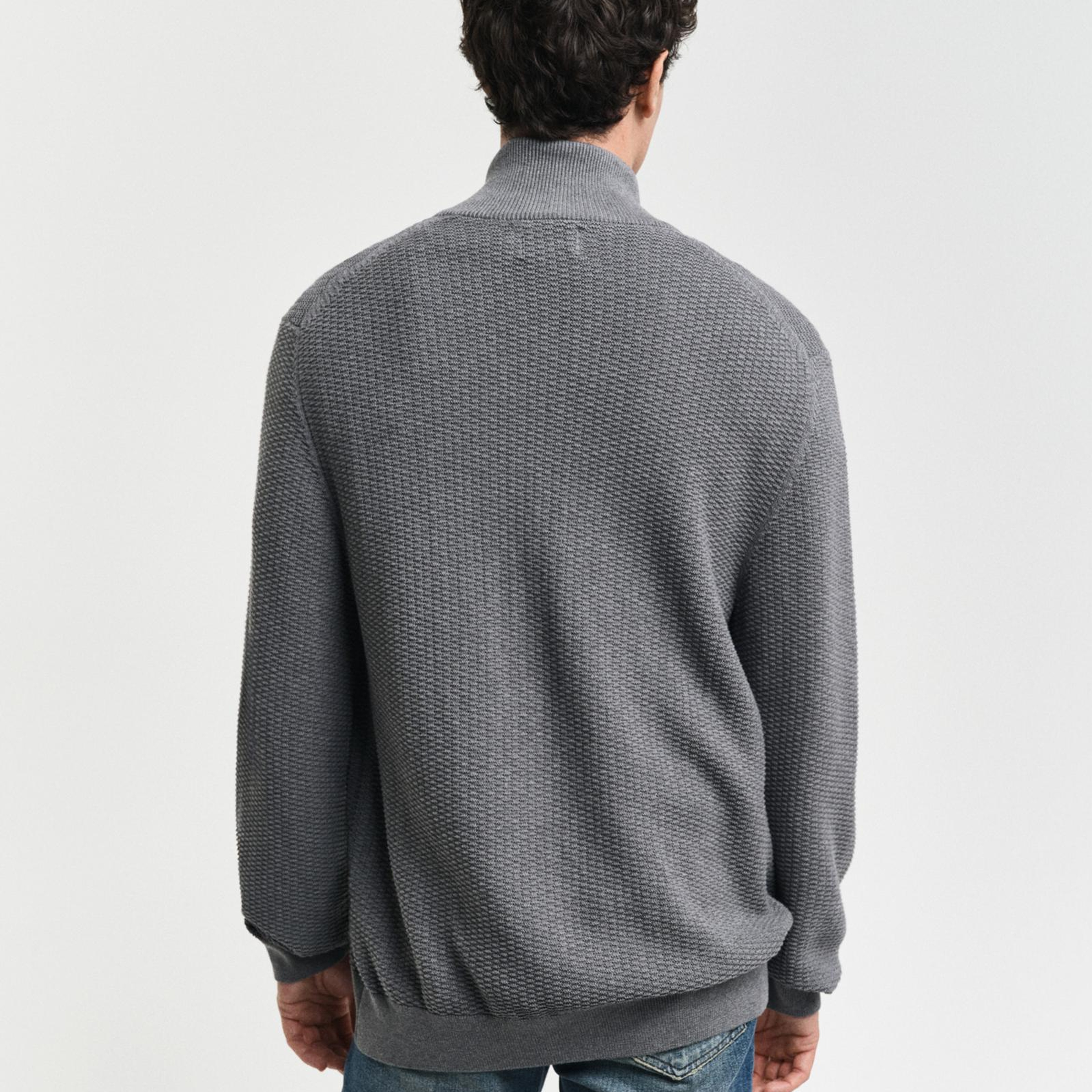GANT Erkek Gri Regular Fit Fermuarlı Hırka