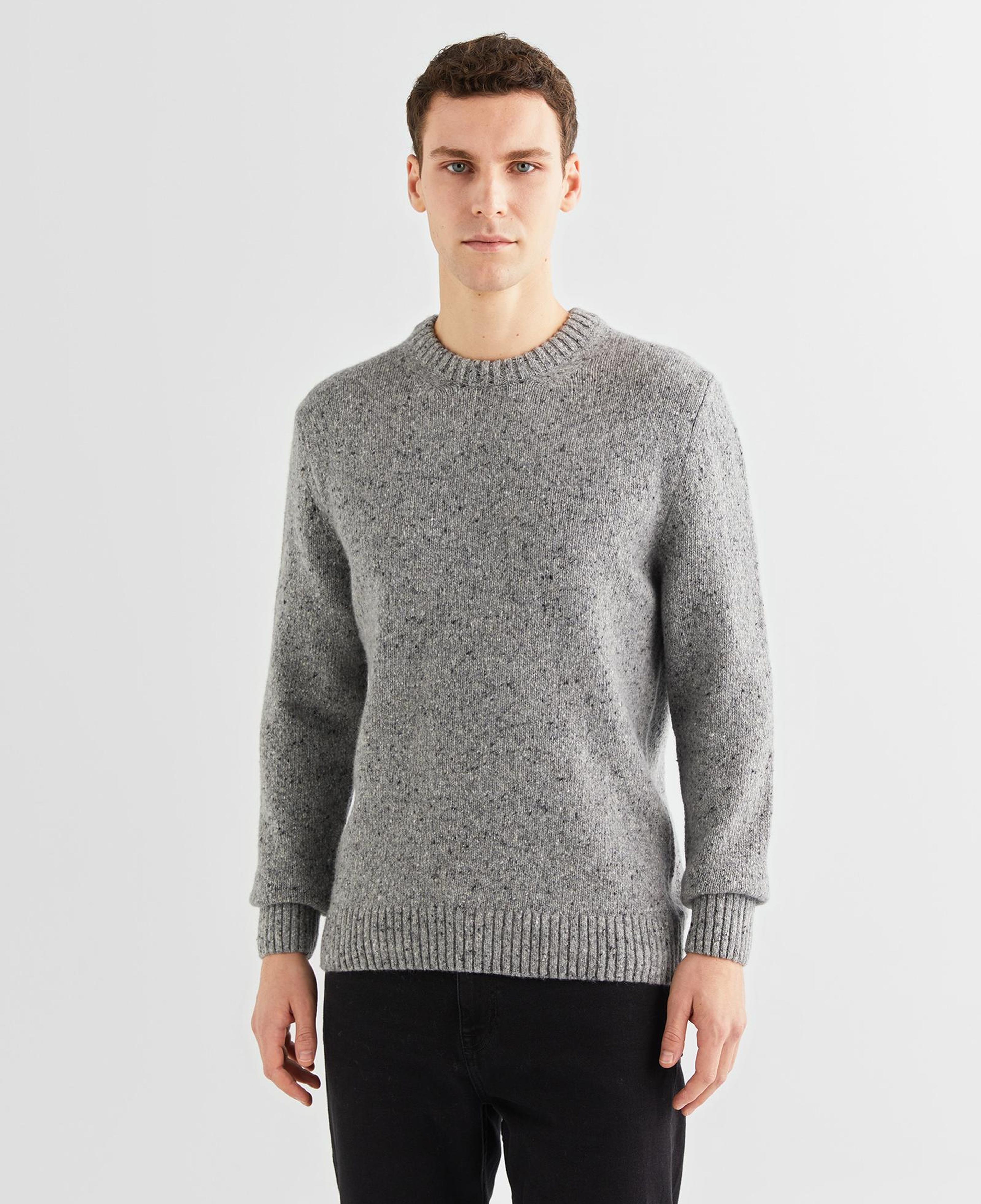 GANT Erkek Gri Regular Fit Bisiklet Yaka Kazak