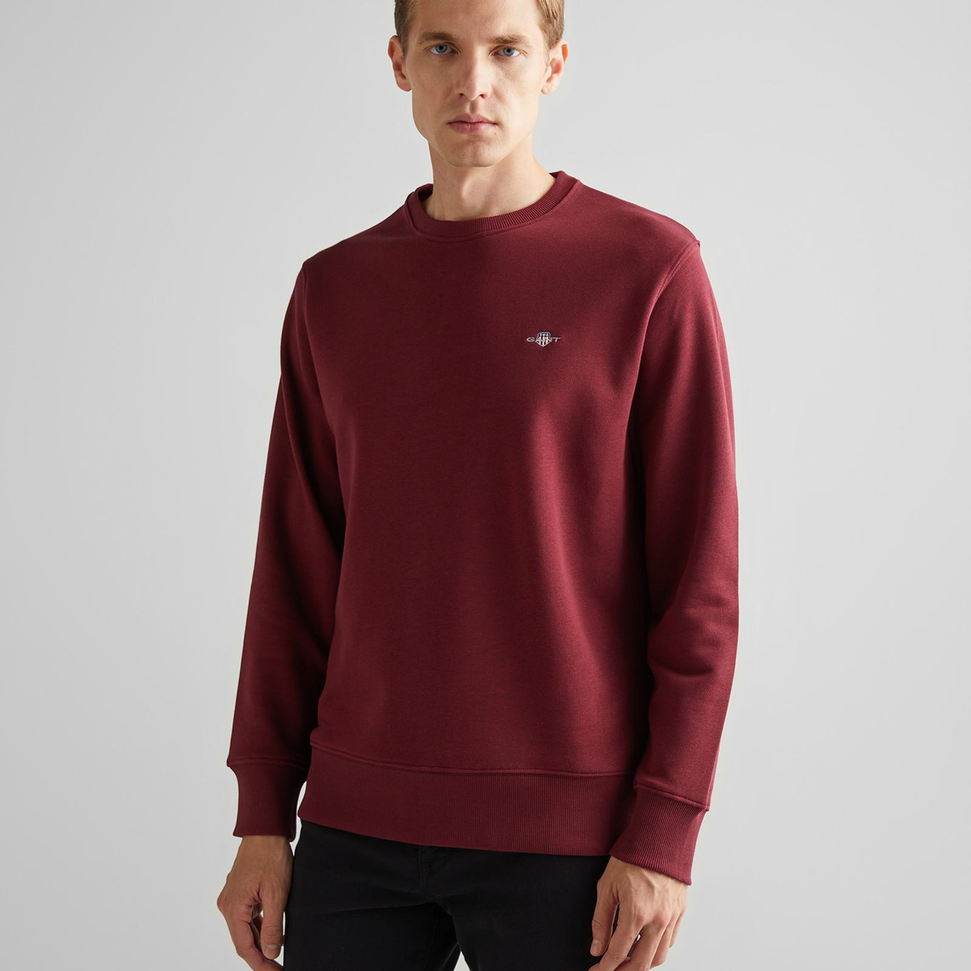 GANT Erkek Bordo Regular Fit Bisiklet Yaka Sweatshirt