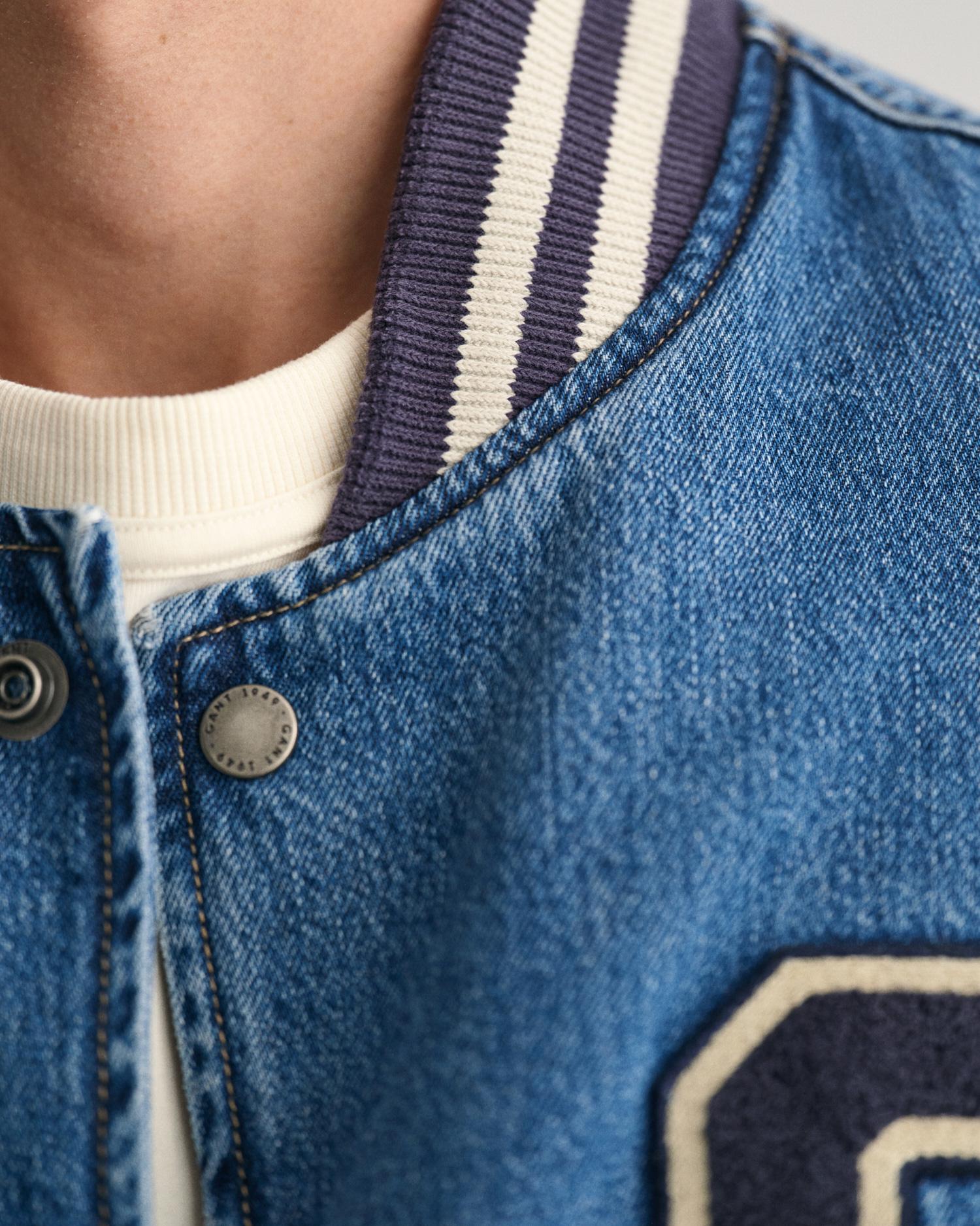 GANT Erkek Lacivert Relaxed Fit Hakim Yaka Logolu Bomber Ceket