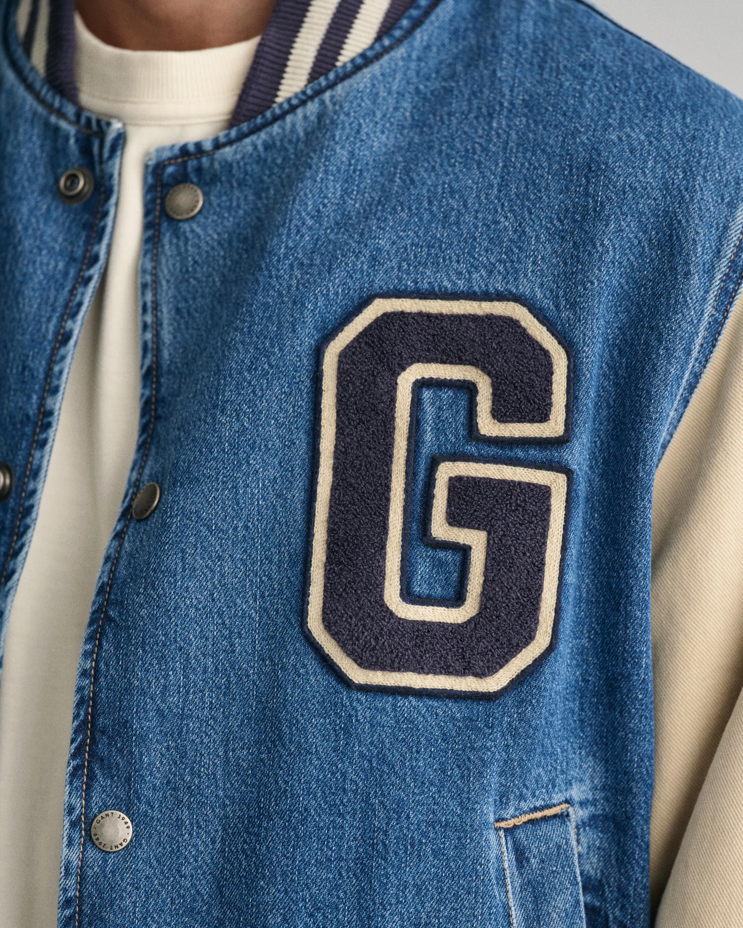 GANT Erkek Lacivert Relaxed Fit Hakim Yaka Logolu Bomber Ceket