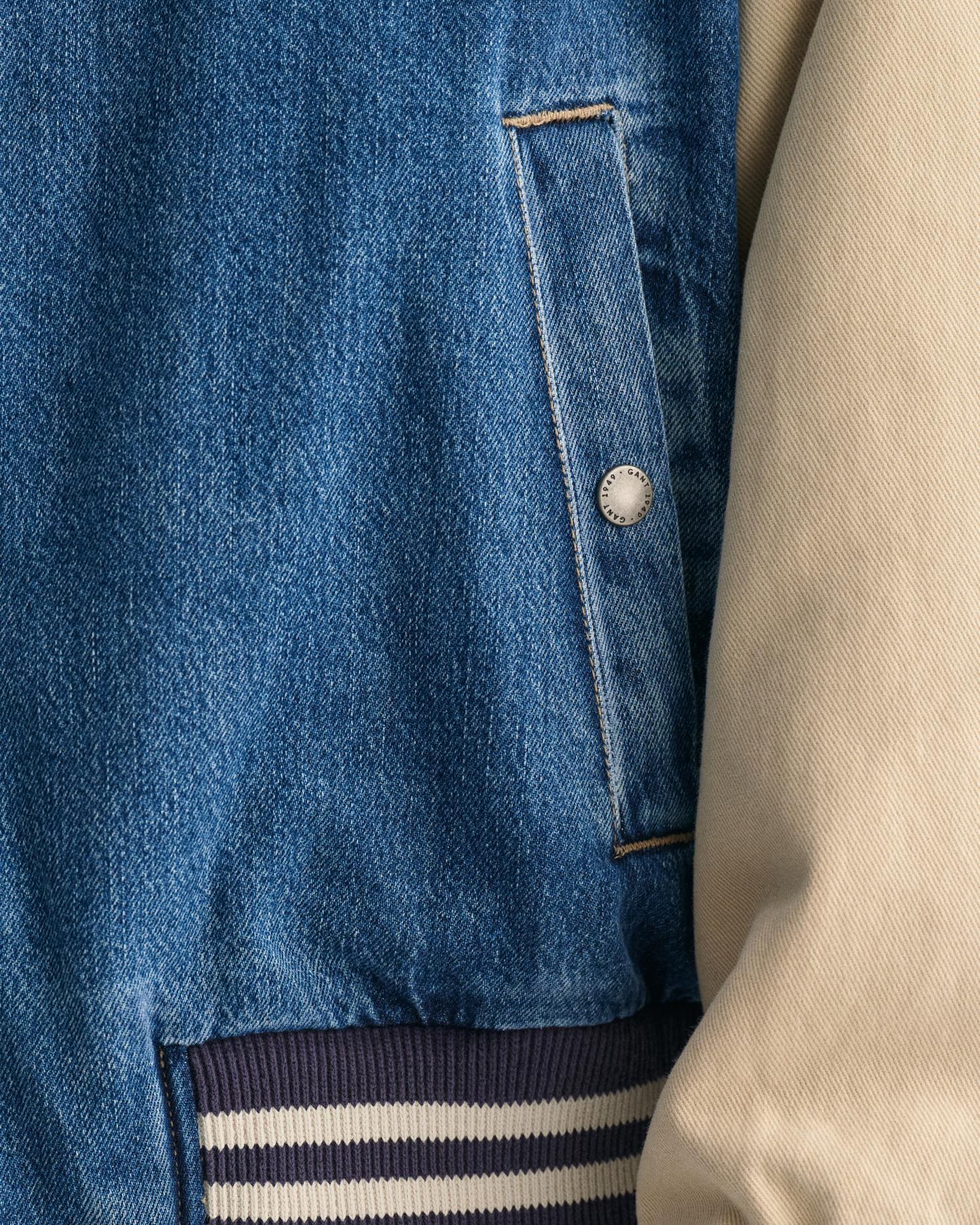 GANT Erkek Lacivert Relaxed Fit Hakim Yaka Logolu Bomber Ceket