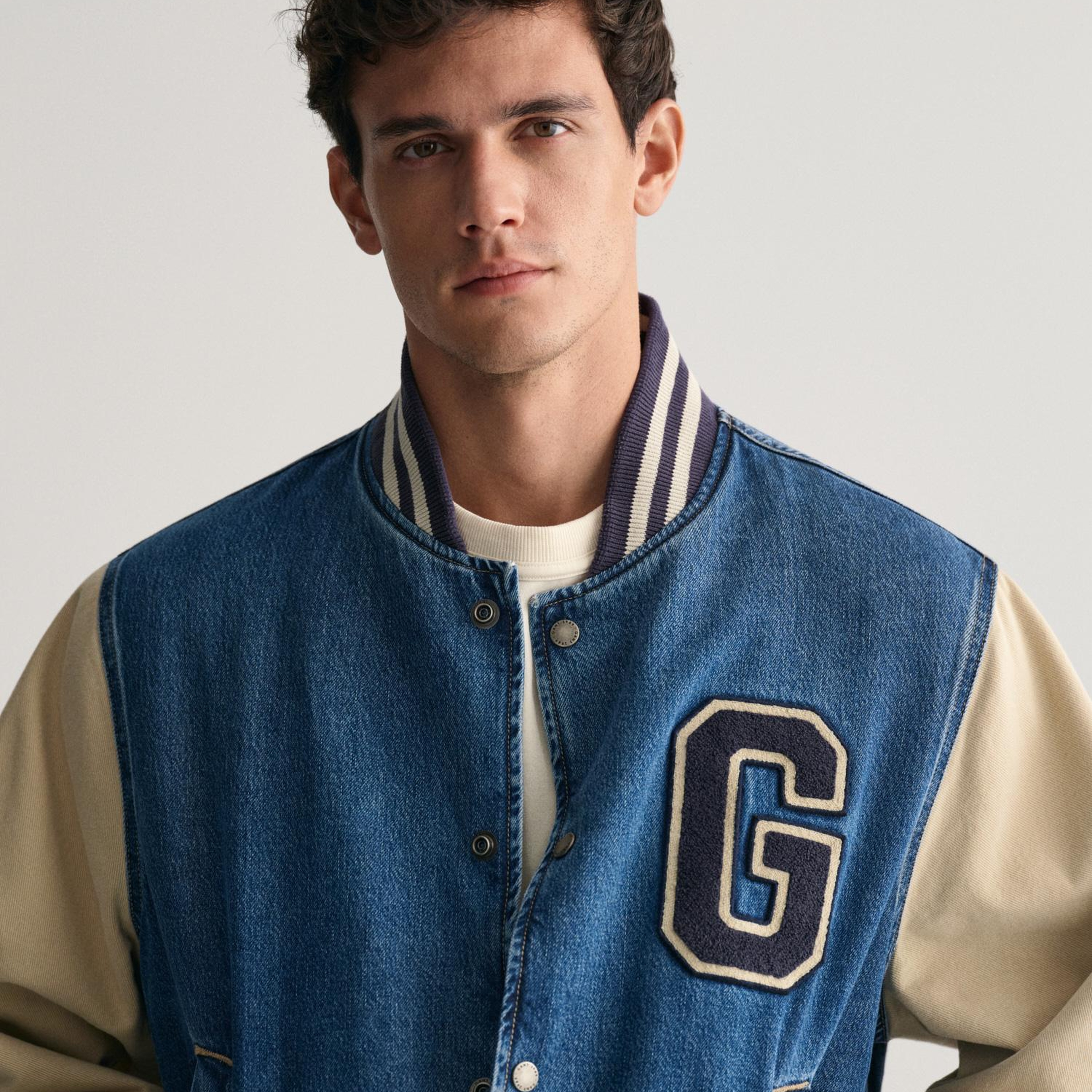 GANT Erkek Lacivert Relaxed Fit Hakim Yaka Logolu Bomber Ceket
