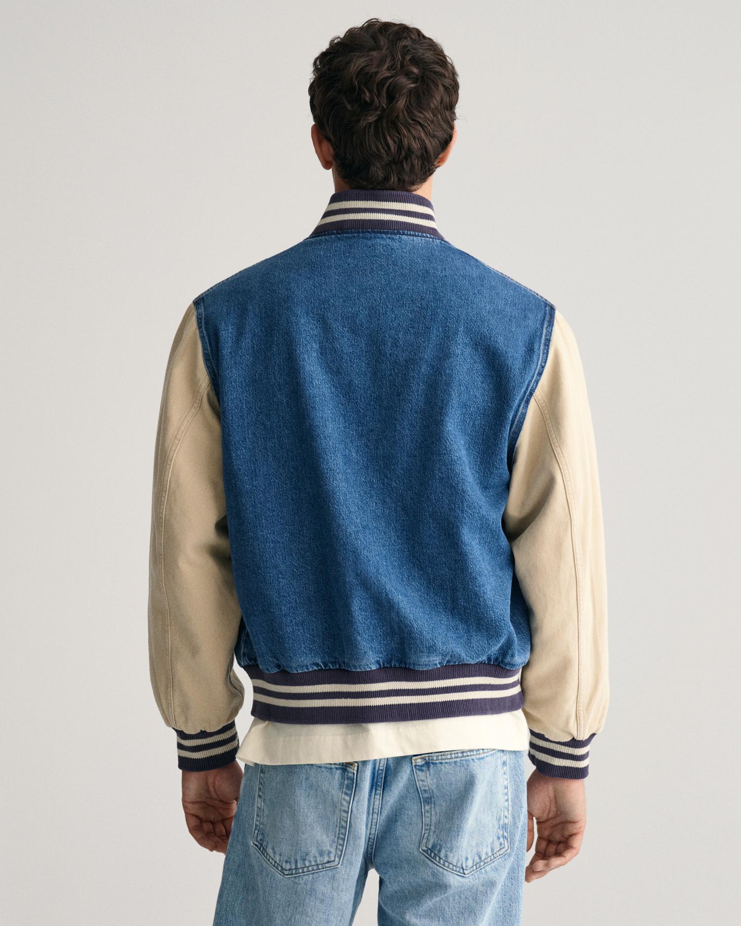 GANT Erkek Lacivert Relaxed Fit Hakim Yaka Logolu Bomber Ceket