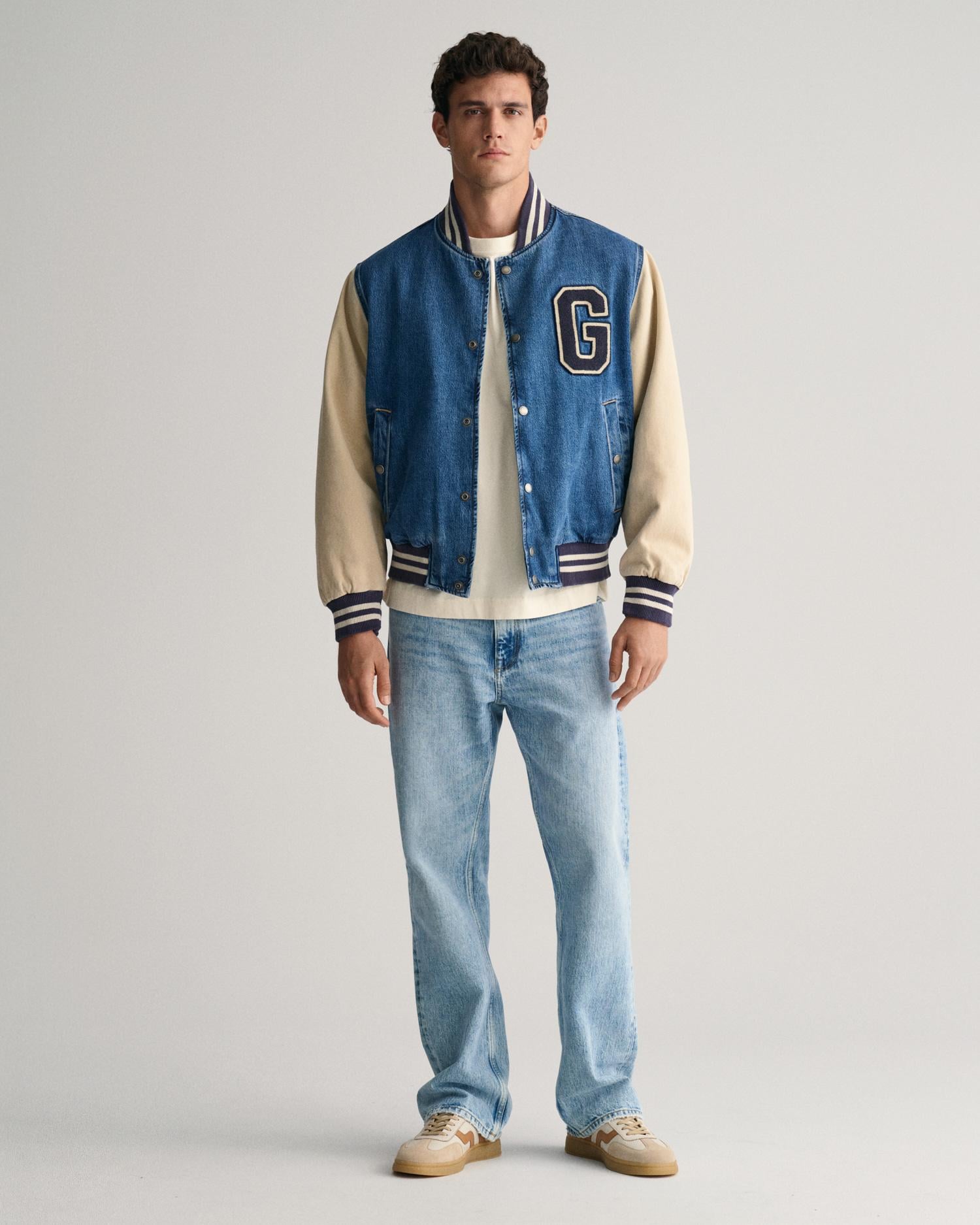 GANT Erkek Lacivert Relaxed Fit Hakim Yaka Logolu Bomber Ceket